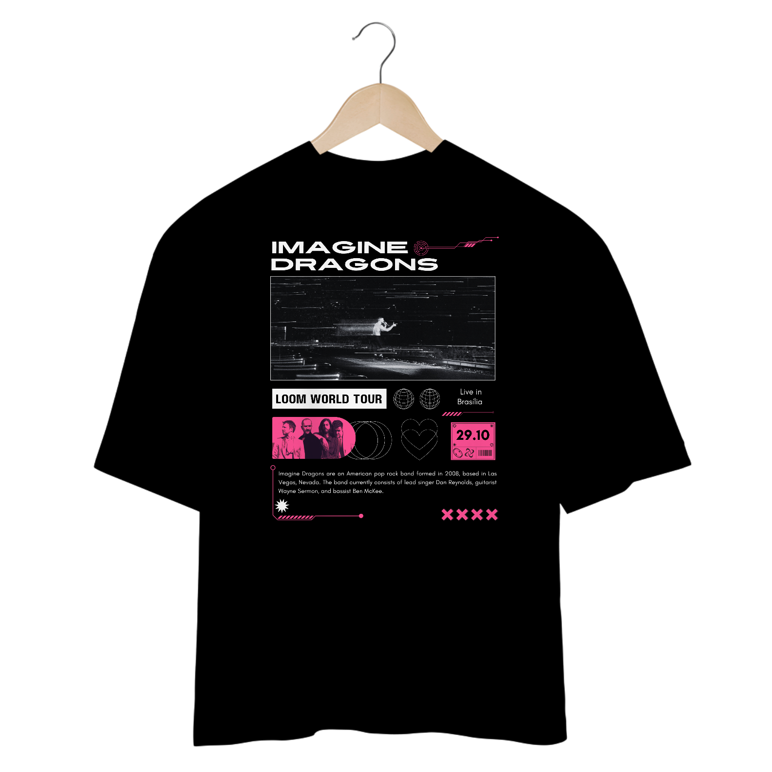 Camiseta Oversized Imagine Dragons Brasília 29.10