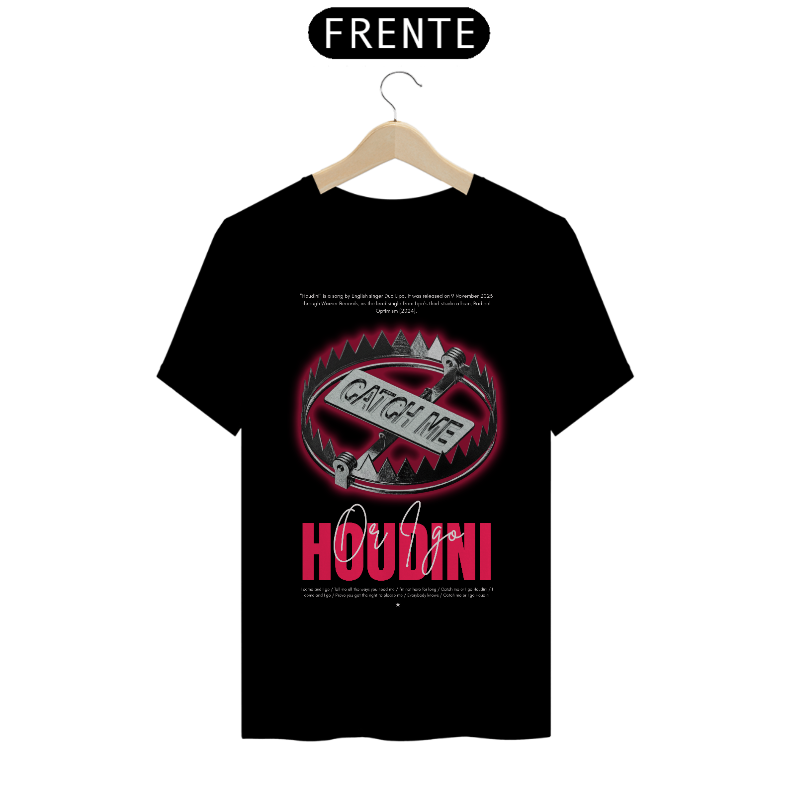 Camiseta Dua Lipa Houdini (Preta)