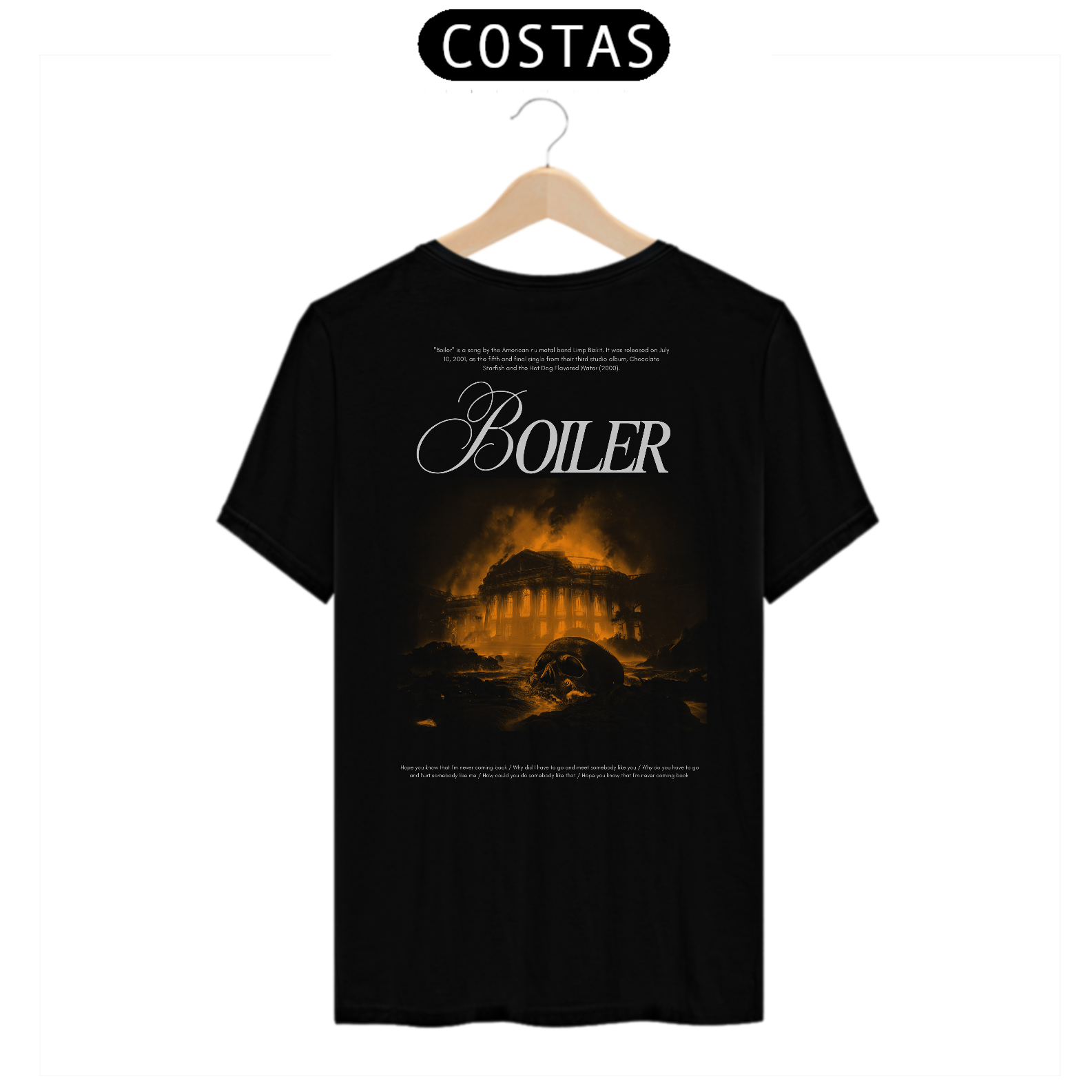 Camiseta Limp Bizkit Boiler' (Estampa nas Costas)