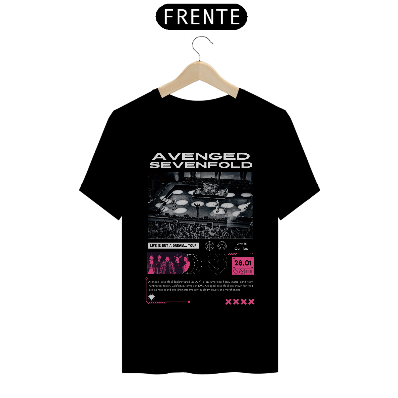 Camiseta Avenged Sevenfold Live in Curitiba 28.01