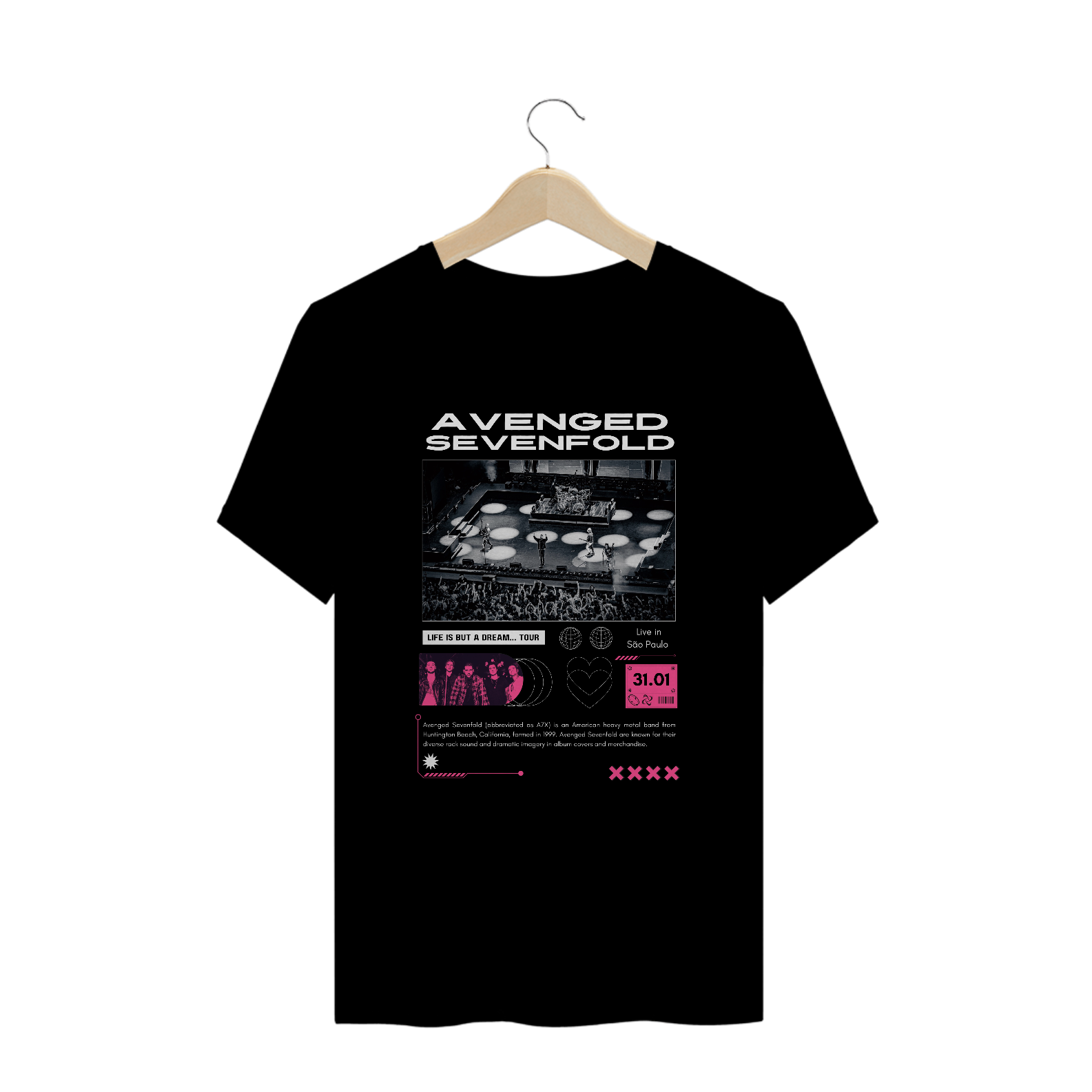 Camiseta Plus Size Avenged Sevenfold Live in São Paulo 31.01