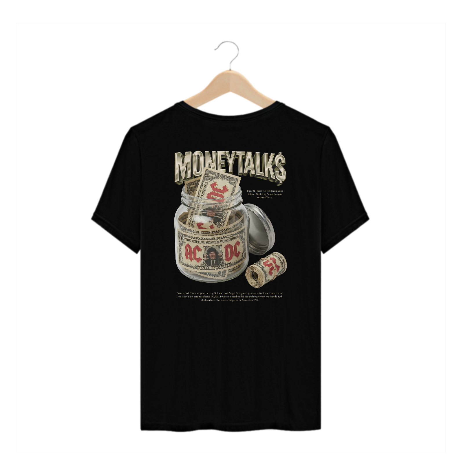 Camiseta Plus Size AC/DC Moneytalks (Estampa nas Costas)