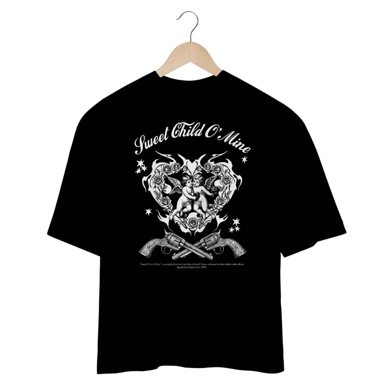 Camiseta Oversized Guns N' Roses Sweet Child O' Mine V2 (Preta)