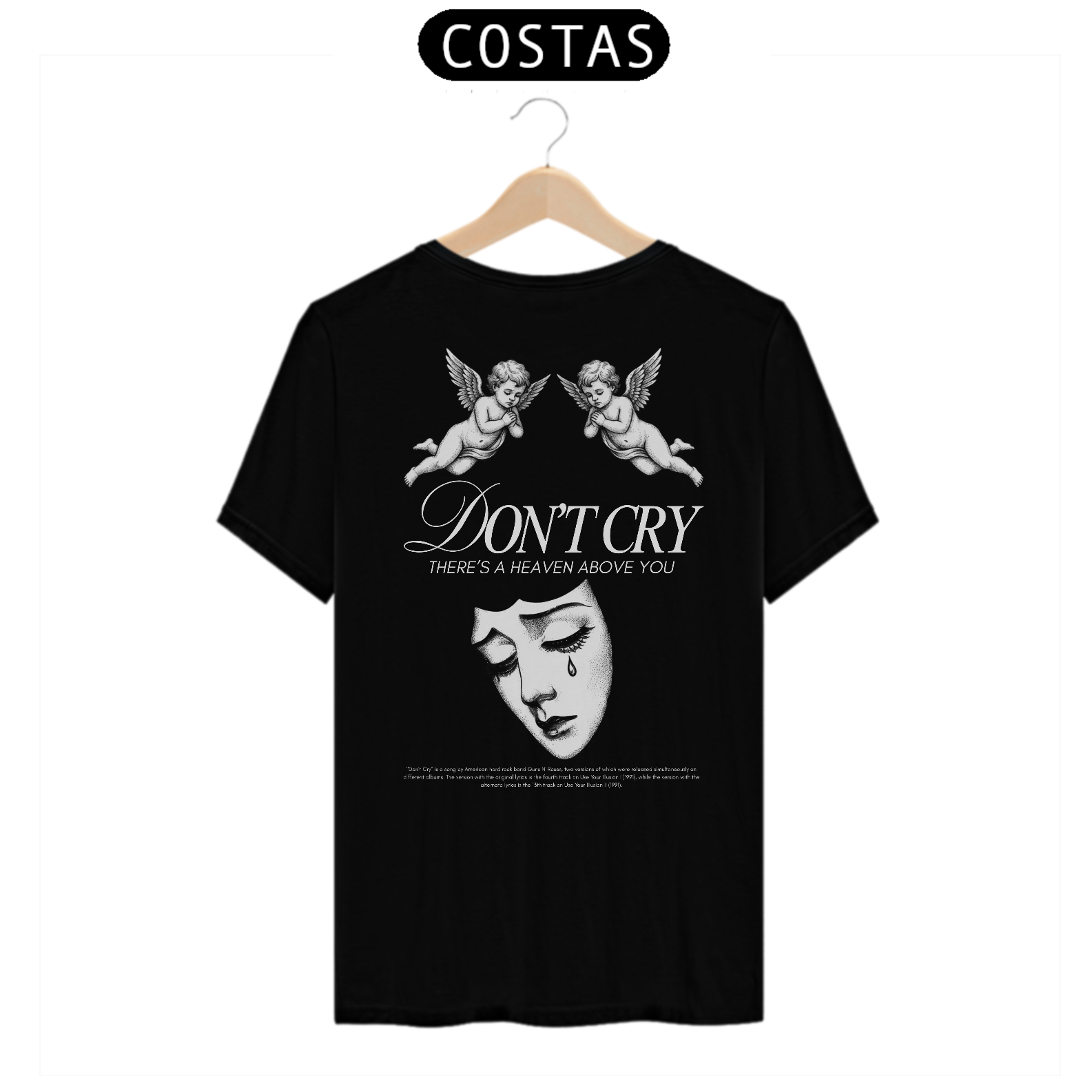 Camiseta Guns N' Roses Don't Cry (Preta, Estampa nas Costas)