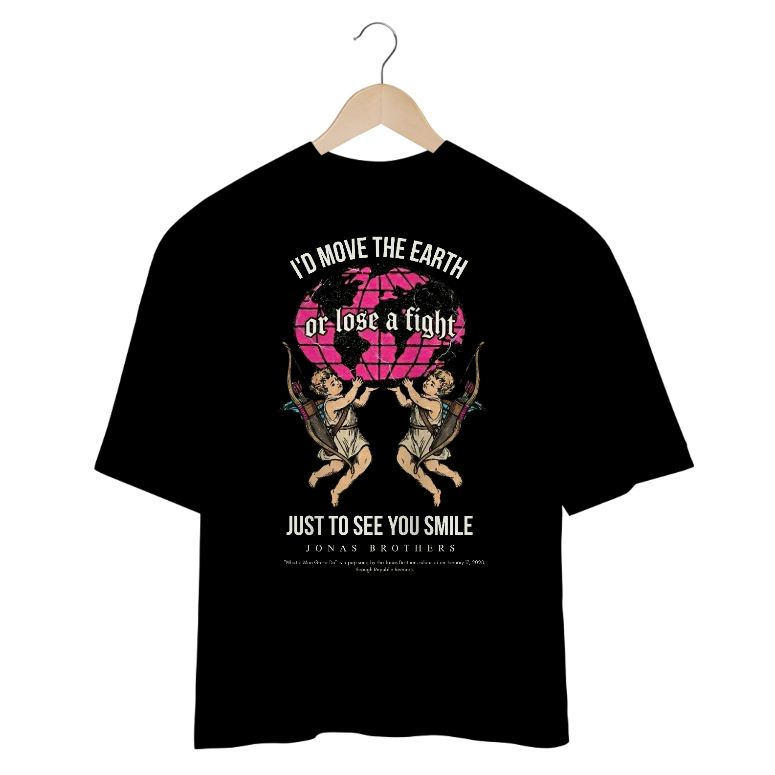 Camiseta Oversized Jonas Brothers What a Man Gotta Do V2 (Preta)