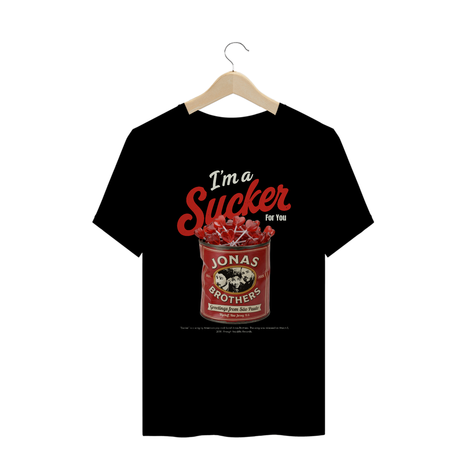 Camiseta Plus Size Jonas Brothers Sucker V2 (Preta)