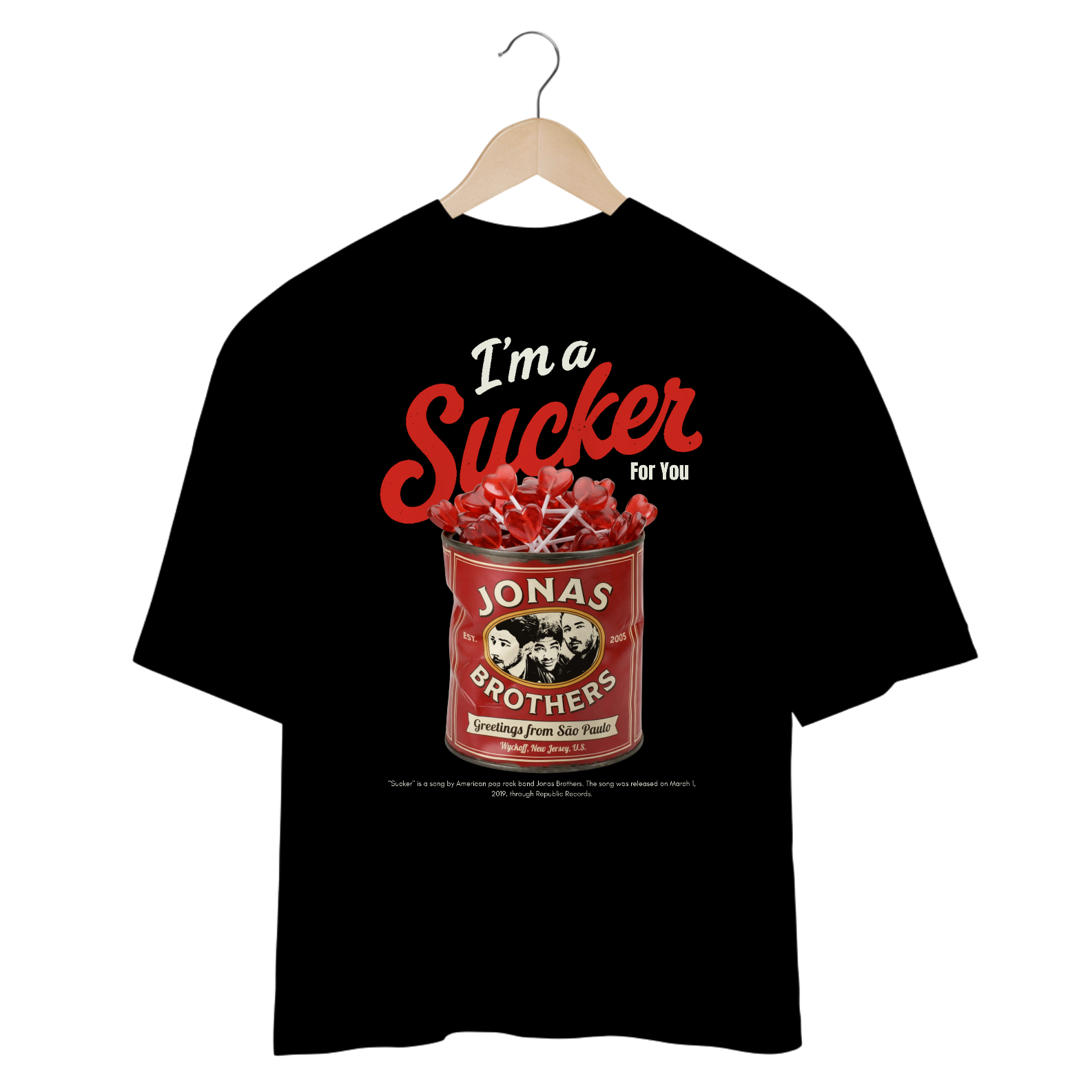 Camiseta Oversized Jonas Brothers Sucker V2 (Preta)