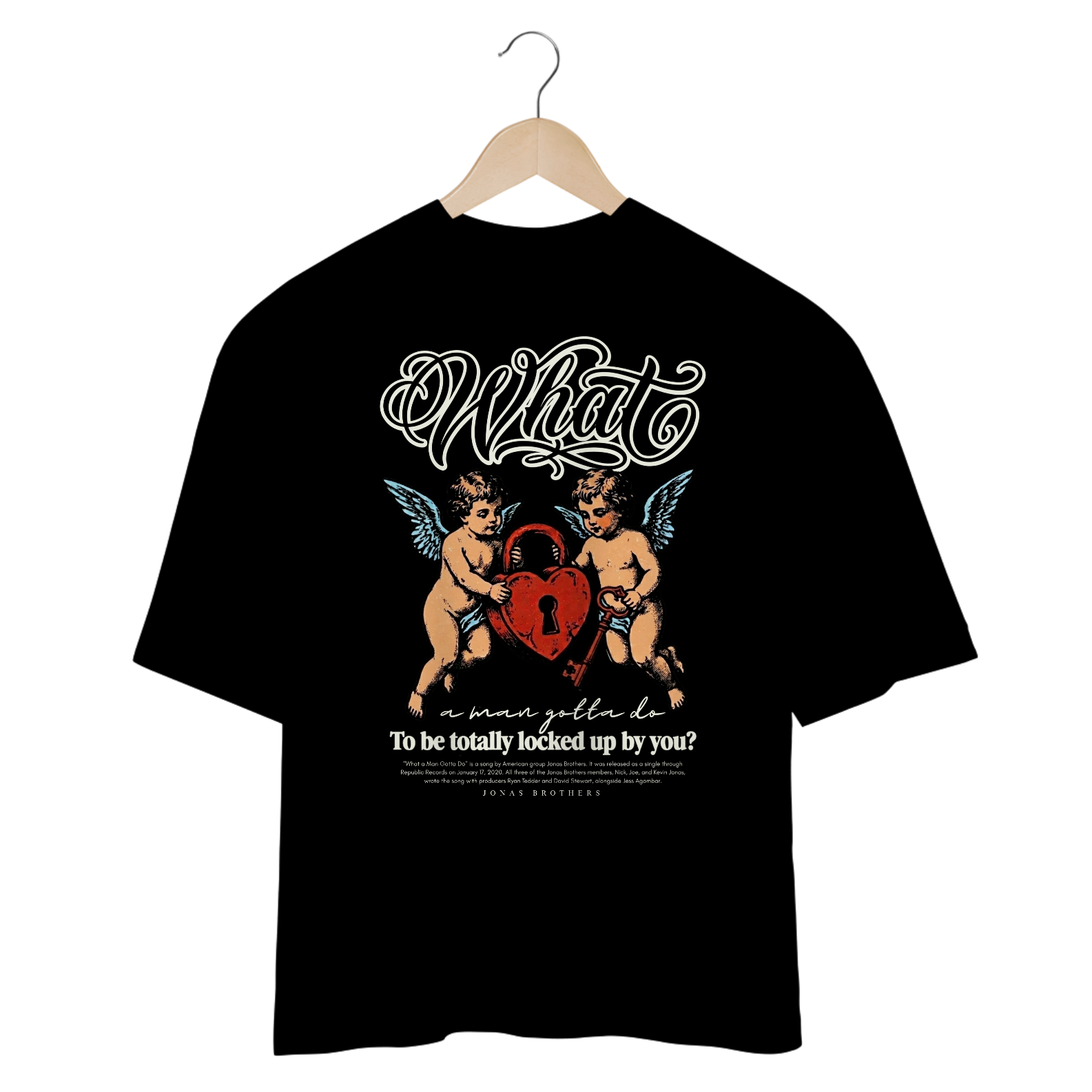 Camiseta Oversized Jonas Brothers What a Man Gotta Do (Preta)