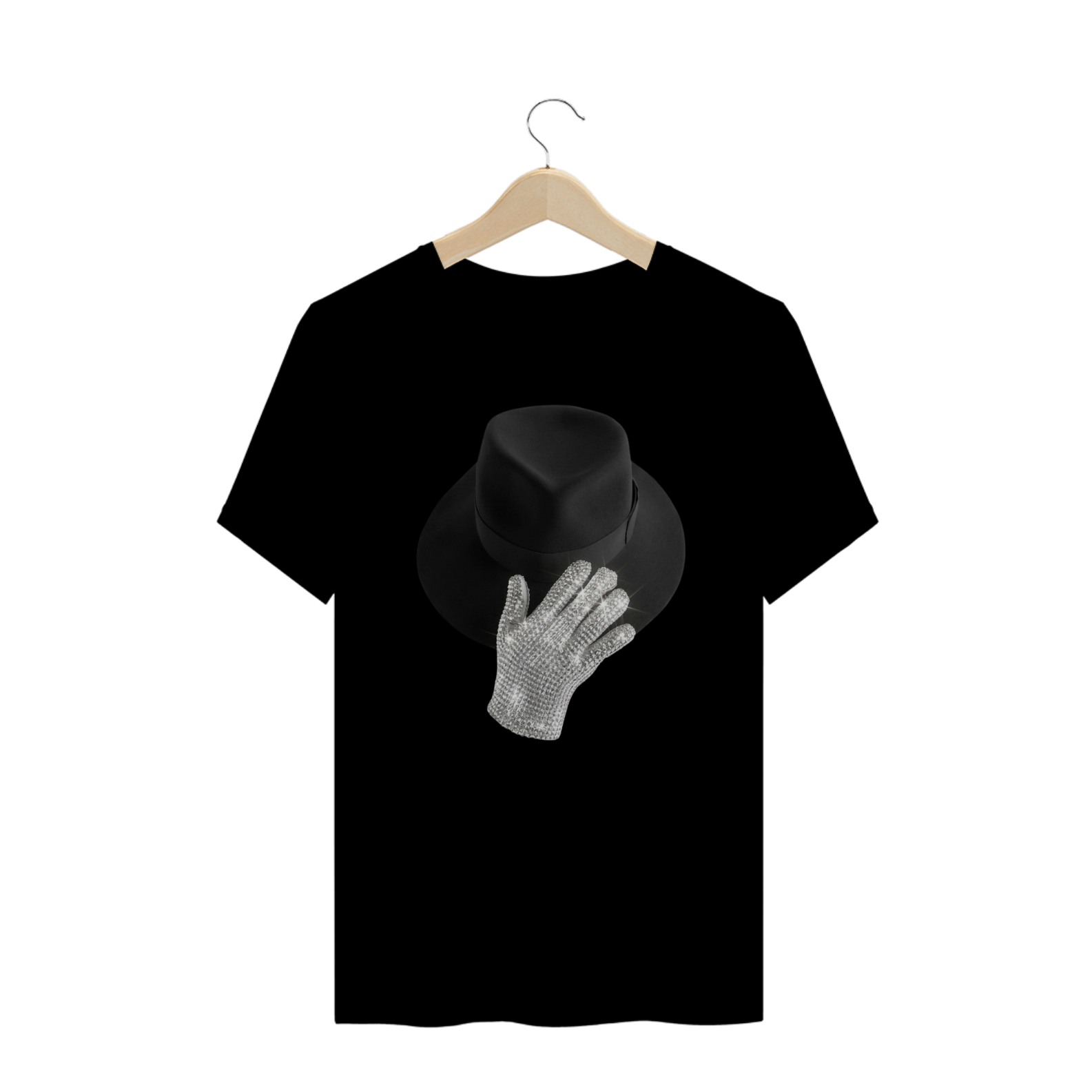 Nome do produto: Camiseta Plus Size Michael Jackson Chapéu e Luva
