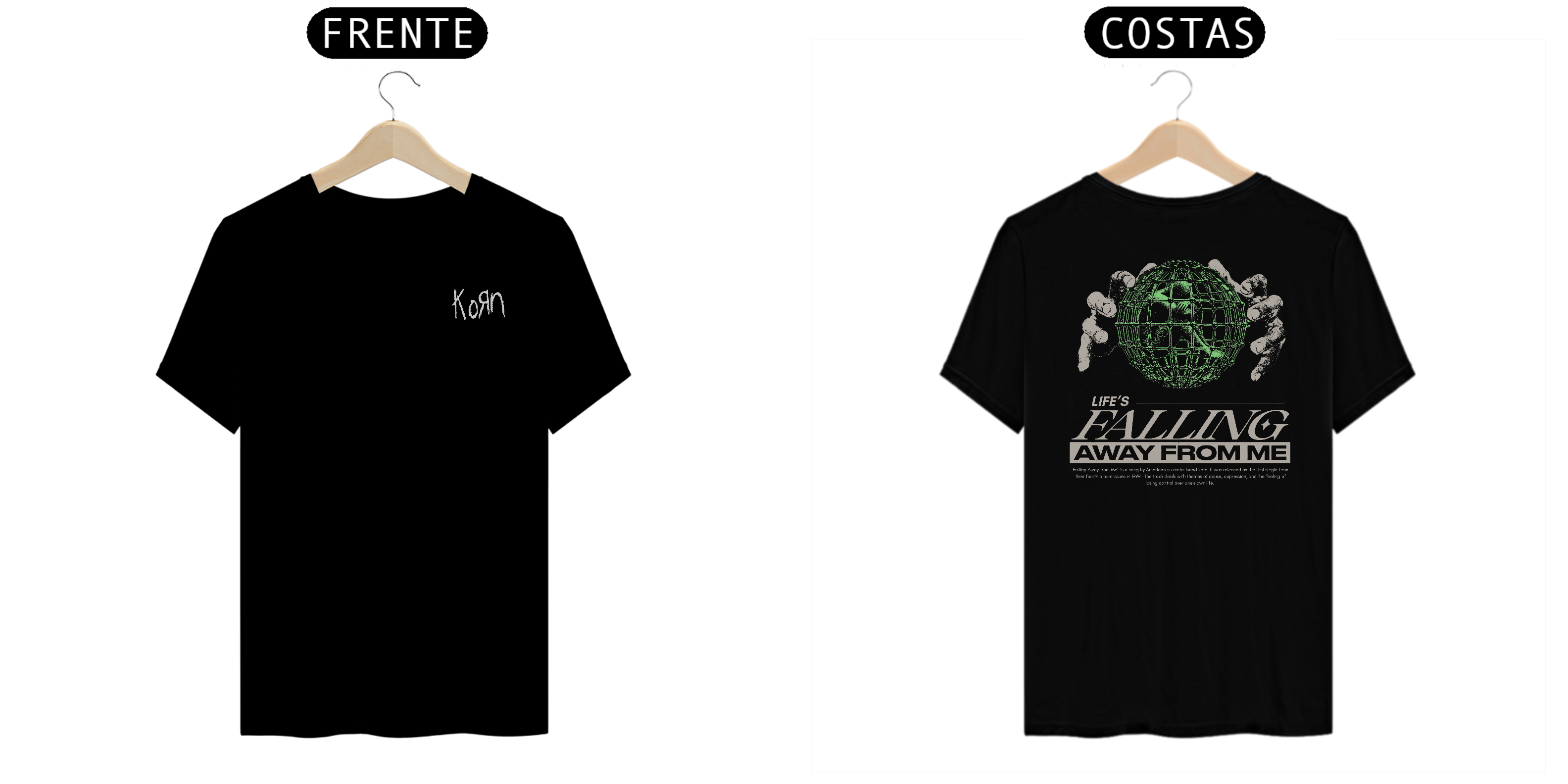 Camiseta Korn Falling Away From Me (Estampa Frente & Costas)