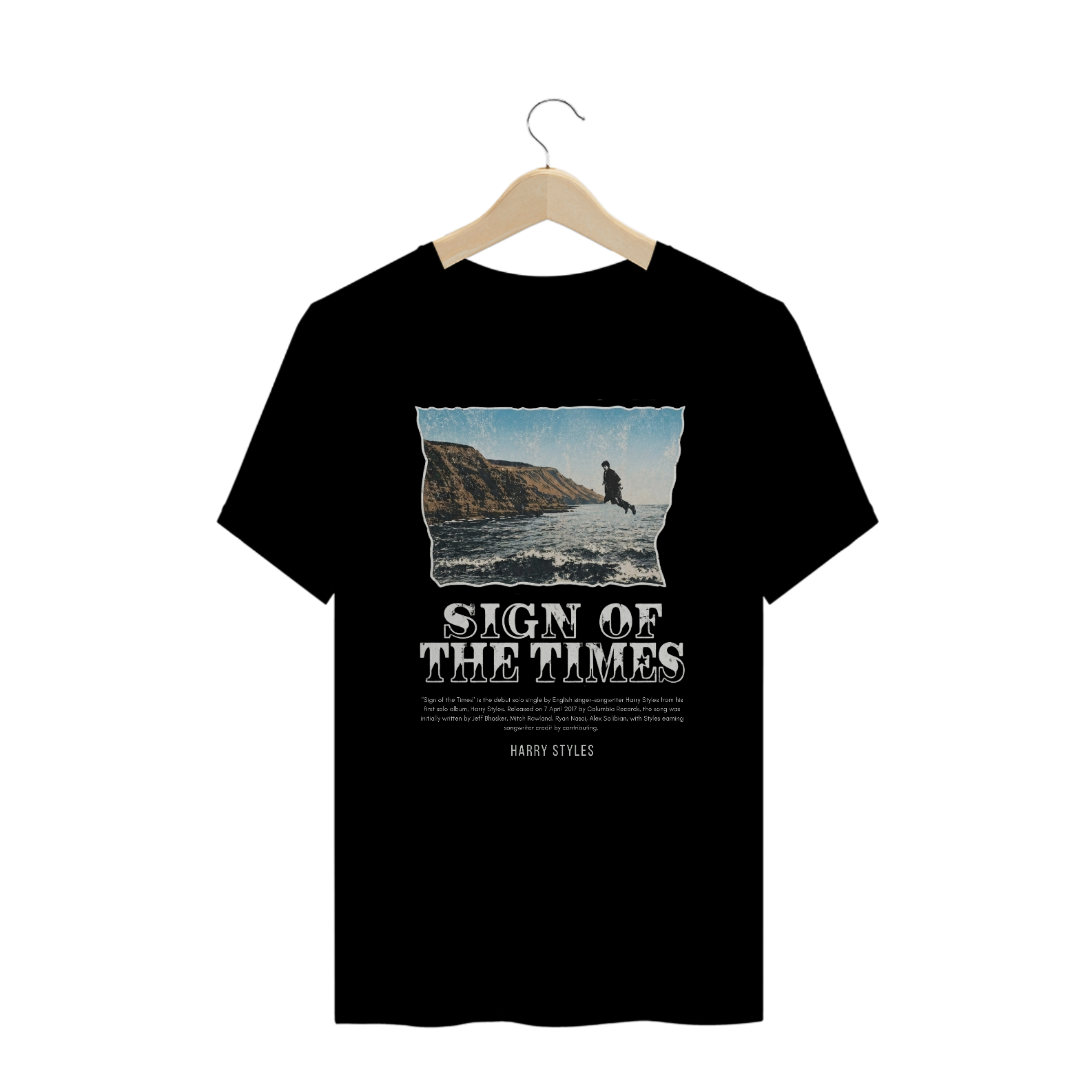 Camiseta Plus Size Harry Styles Sign Of The Times (Preta)