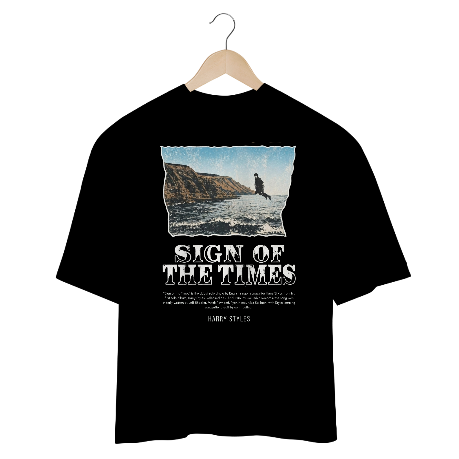 Camiseta Oversized Harry Styles Sign Of The Times (Preta)