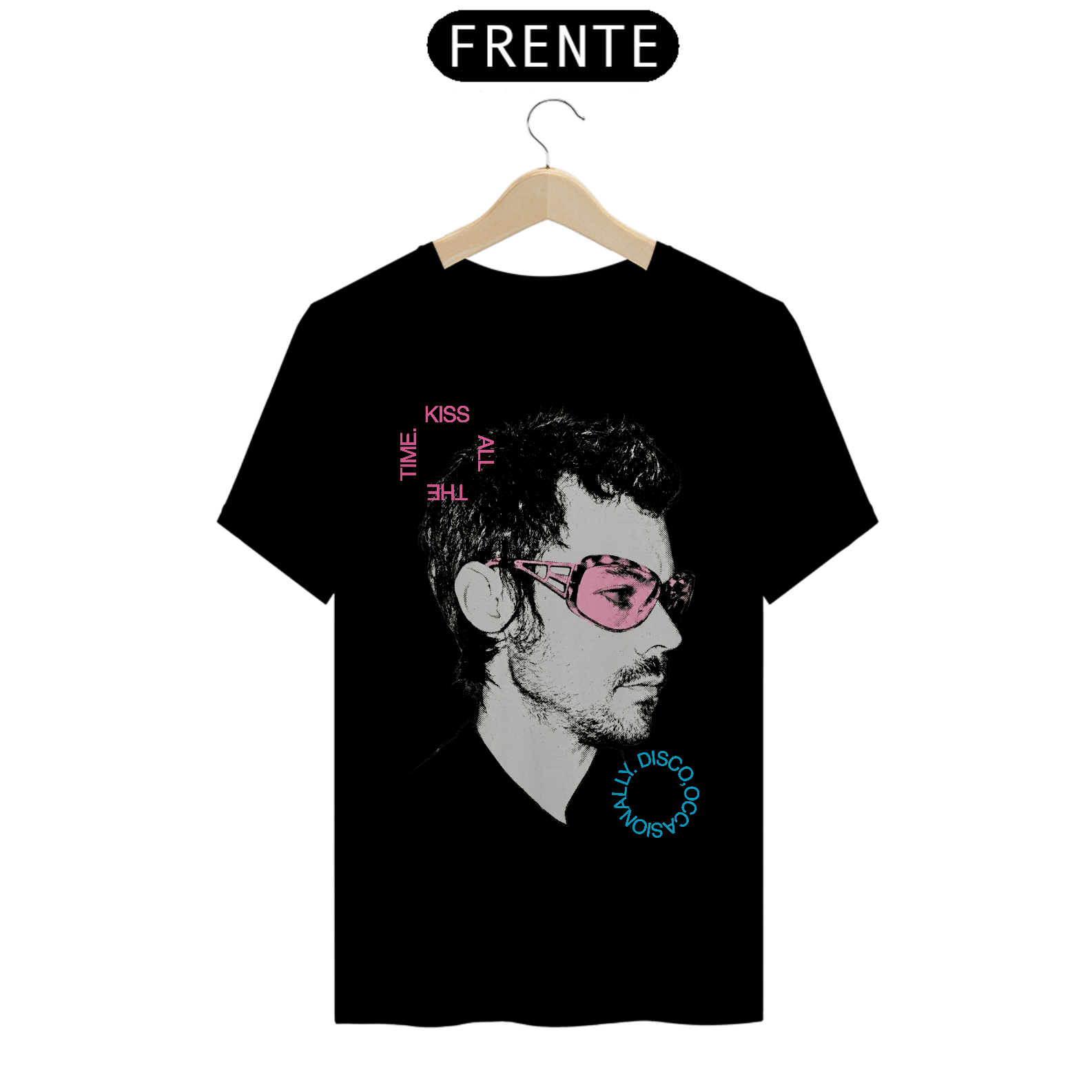 Camiseta Harry Styles Kiss All the Time. Disco, Occasionally. (Preta)
