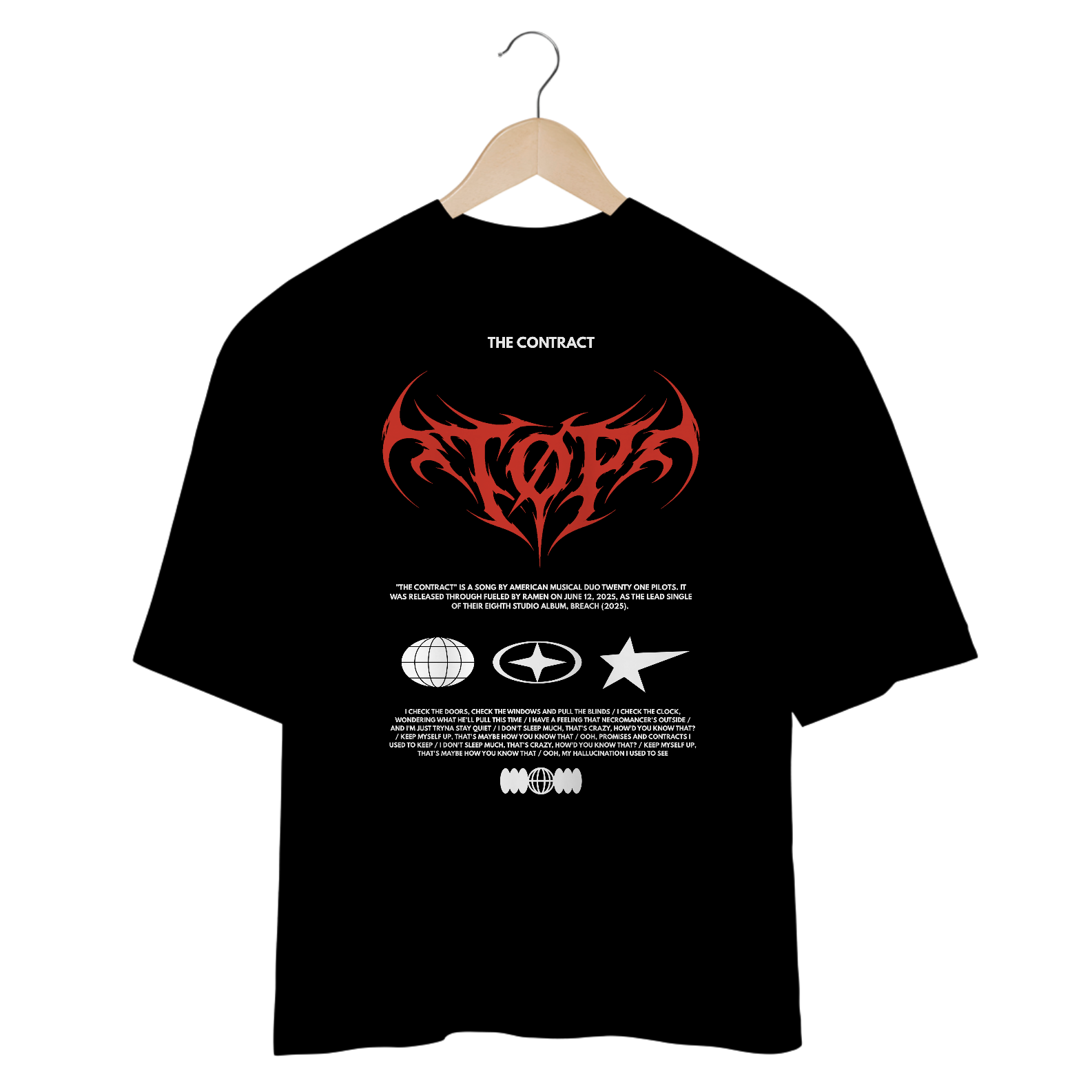 Camiseta Oversized Twenty One Pilots The Contract