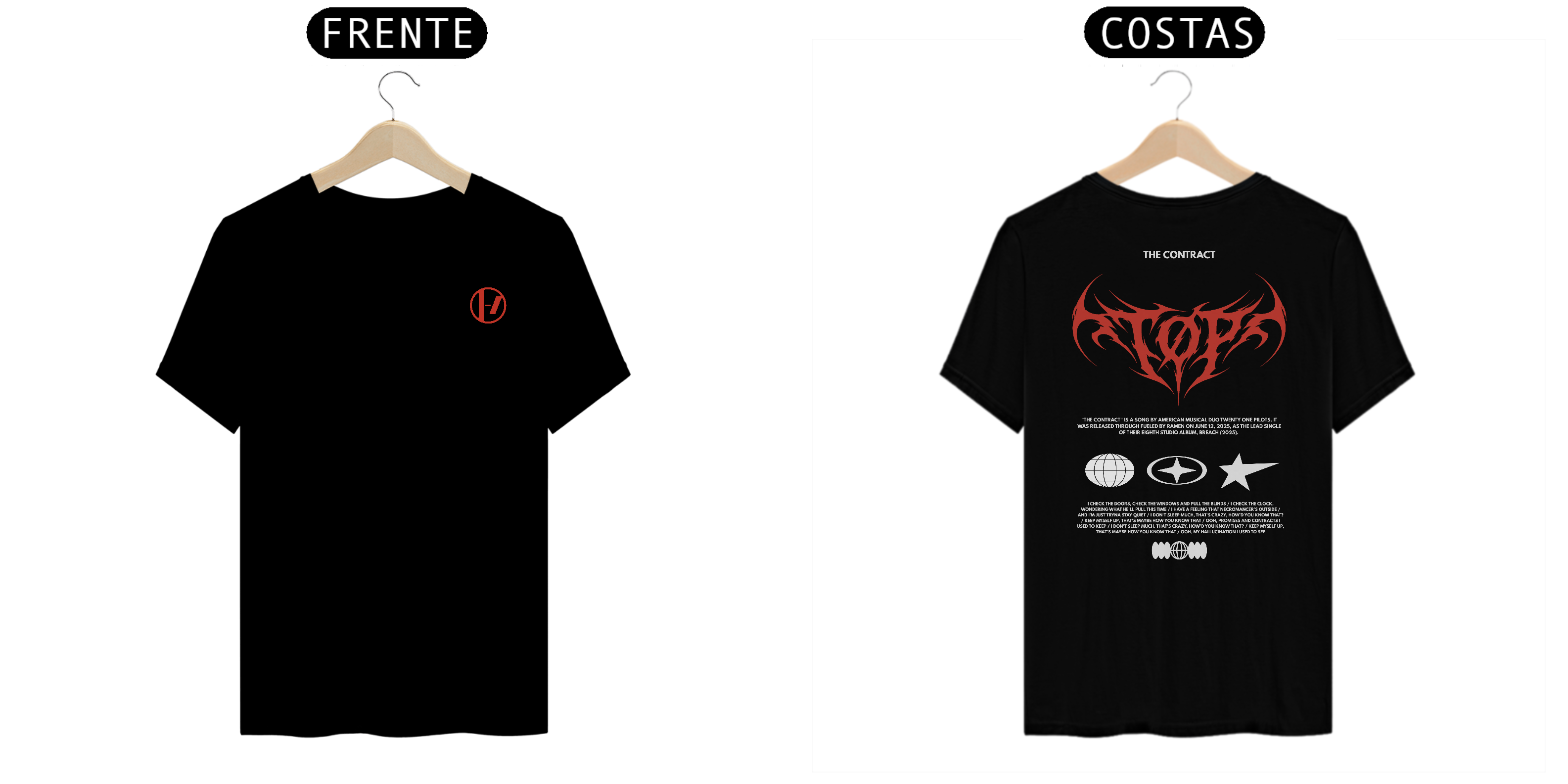Camiseta Twenty One Pilots The Contract (Estampa Frente & Costas)