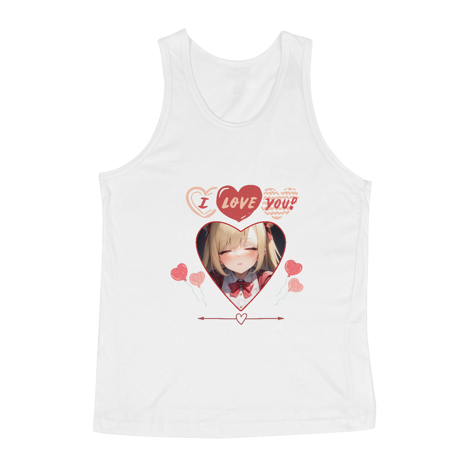 Regata Masculina I Love You ! , anime girl print