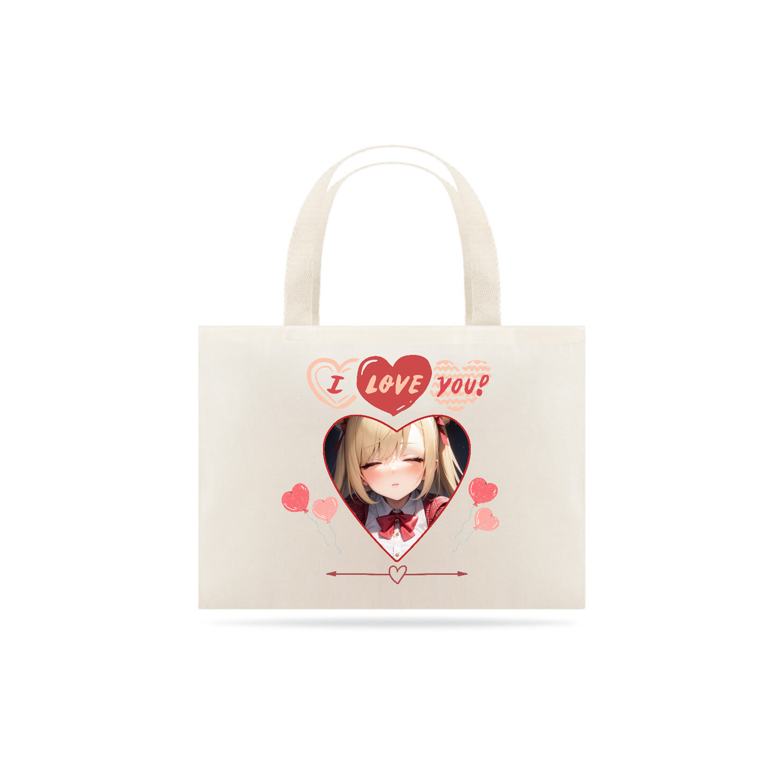 Eco Bag I Love You ! , anime girl print