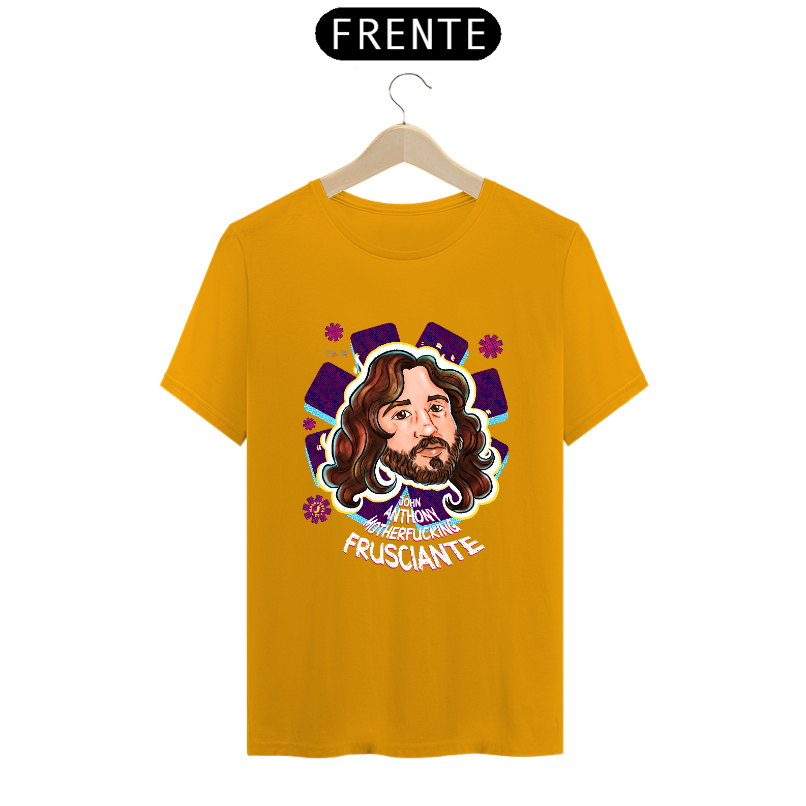 Nome do produto  Camiseta Classic John Anthony Motherfucking Frusciante multicores Collab by Conradraws