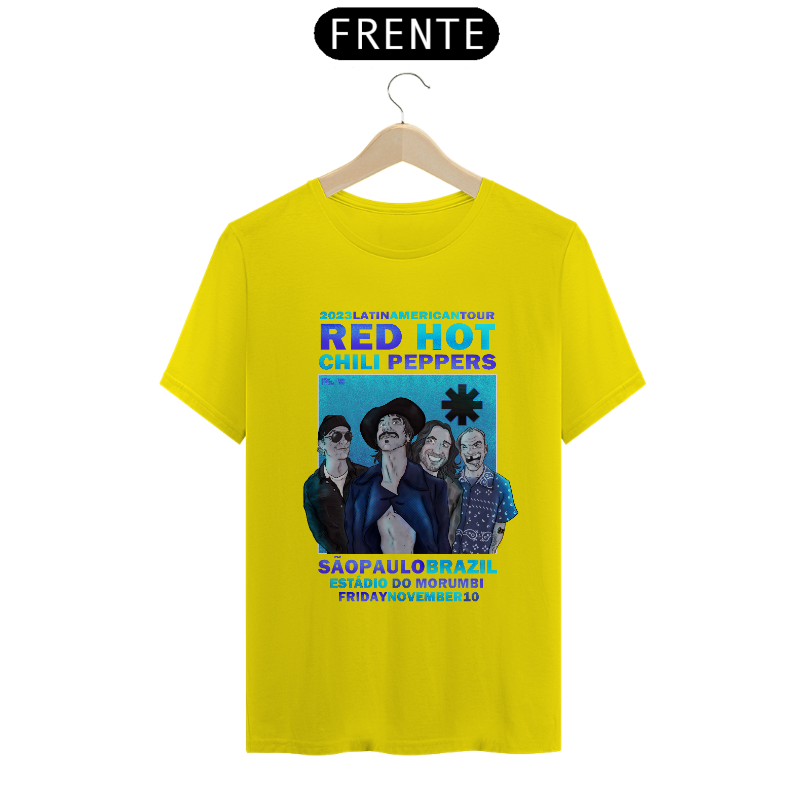 RHCP SP - Camiseta Quality Multicores Red Hot Chili Peppers Brazil Tour 2023 - São Paulo By Conradraws