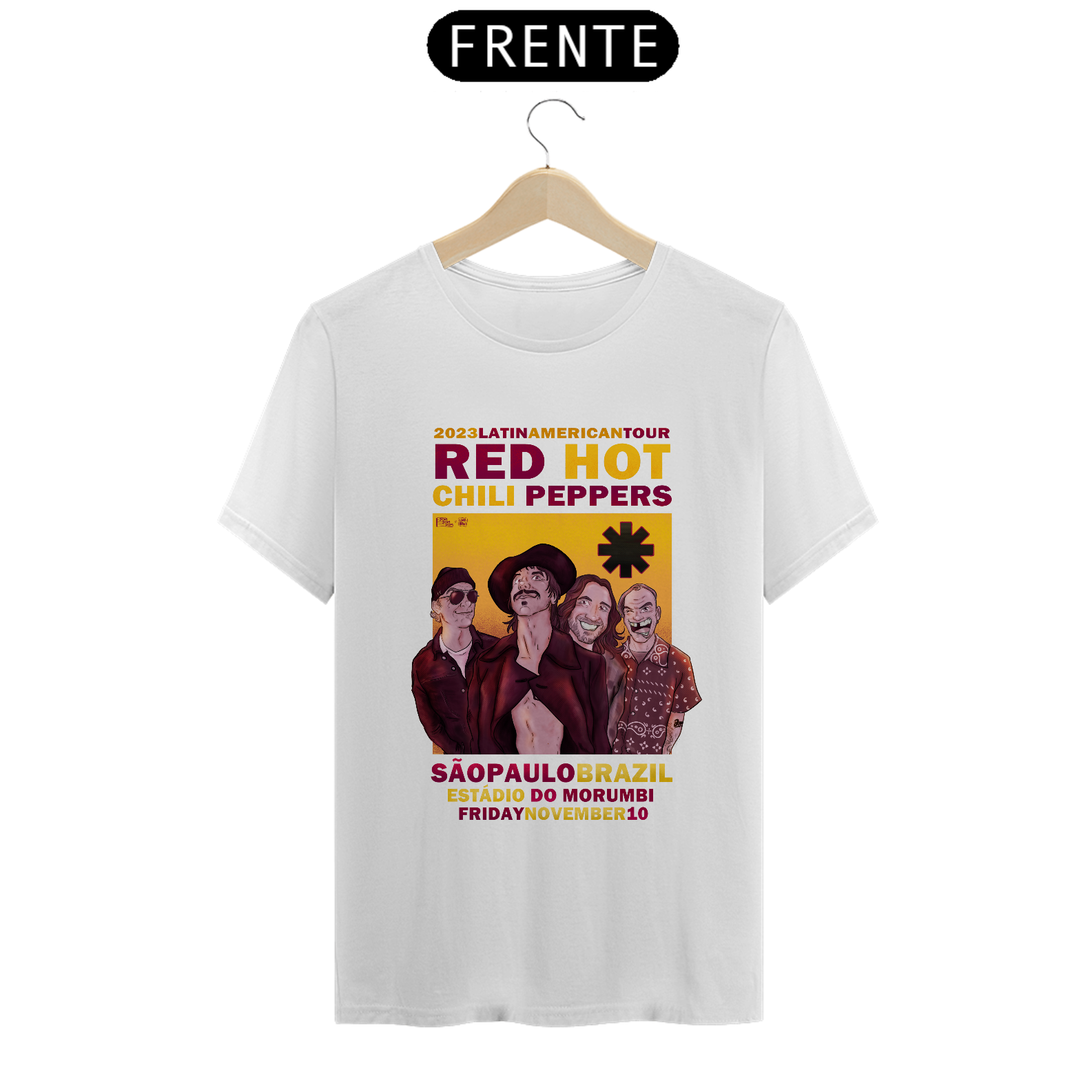 RHCP SP - Camiseta Quality Red Hot Chili Peppers Brasil Tour São Paulo Exclusiva by Conradraws 