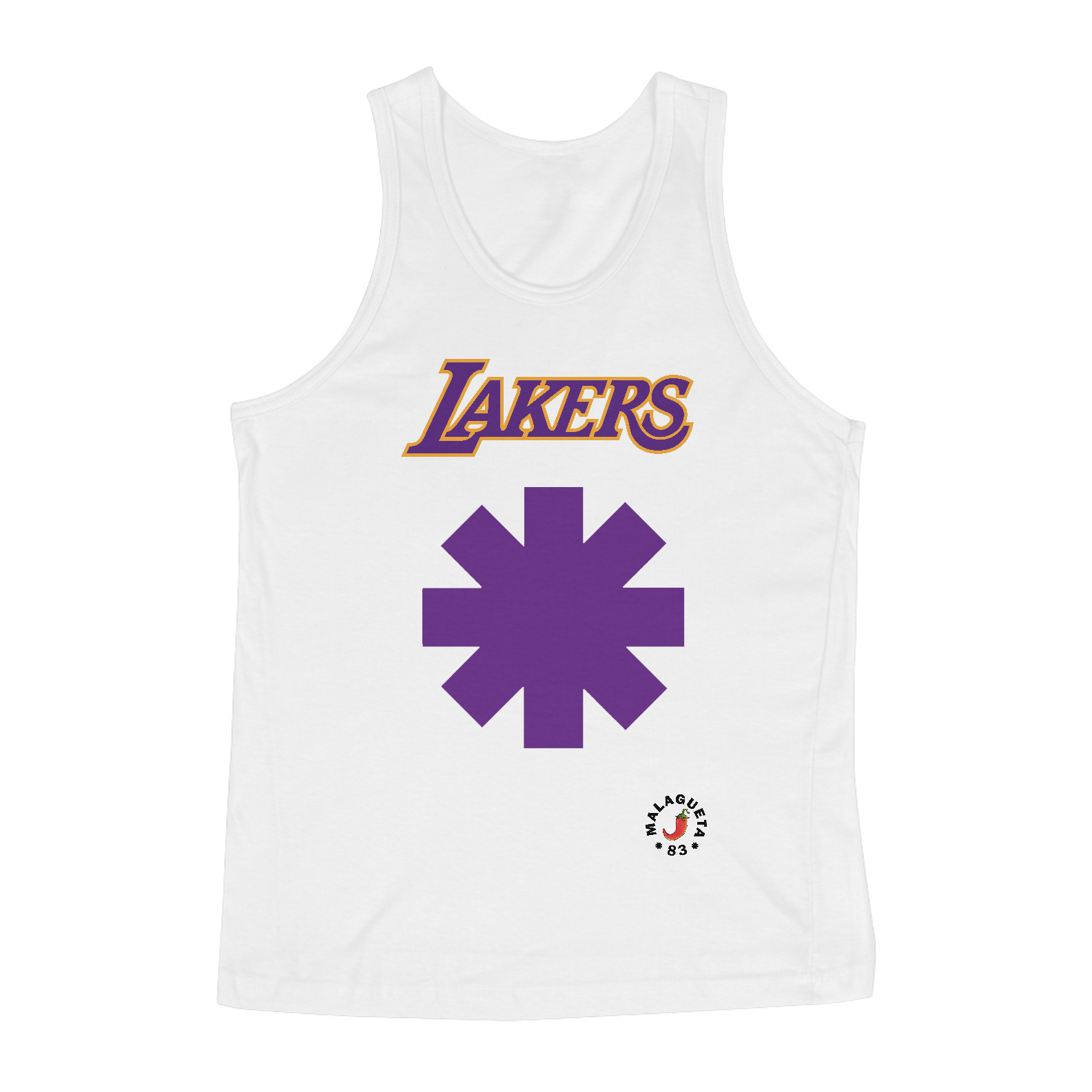 Nome do produto  Camiseta Regata Red Hot Chili Peppers + Lakers branca