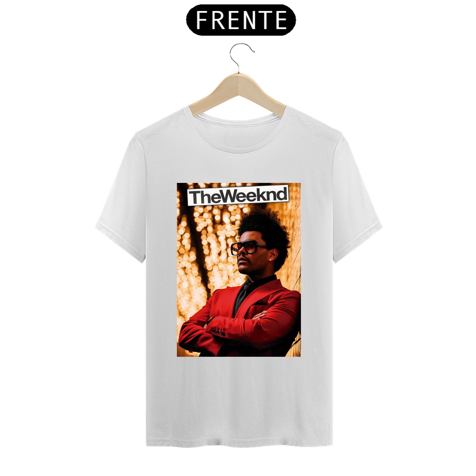 Nome do produto  Camiseta Prime The Weeknd Dourado preta e branca