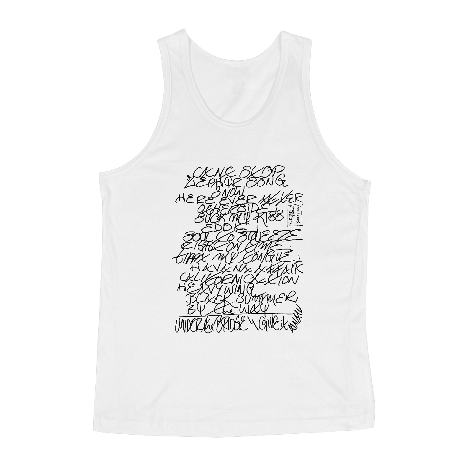 Nome do produto  REGATA BRANCA E CINZA RHCP SETLIST RIO DE JANEIRO 2023