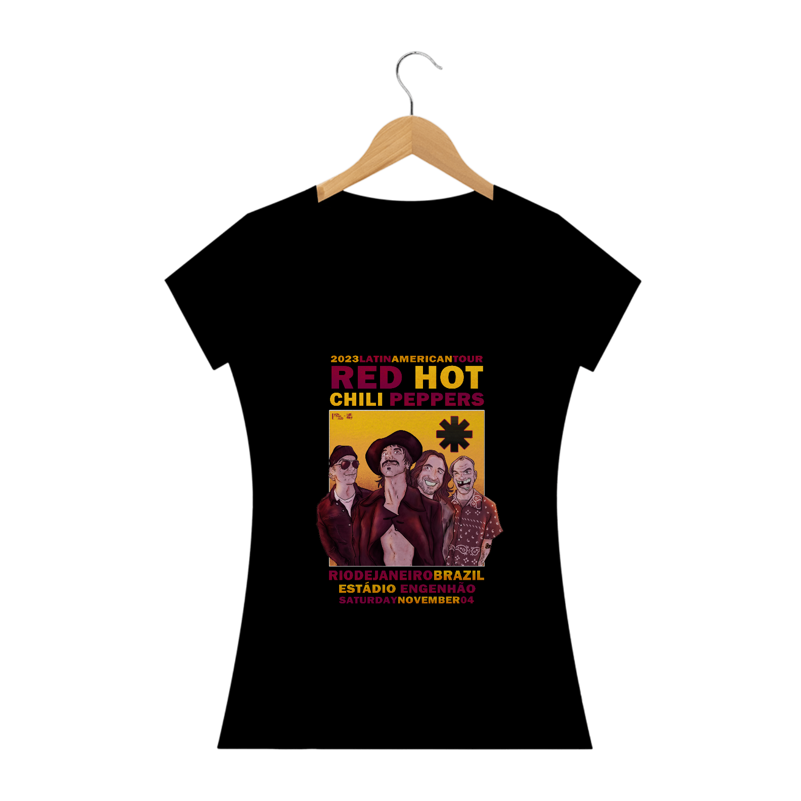 Nome do produto  RHCP RJ - Baby Long Classic Multicores Red Hot Chili Peppers Brazil Tour 2023 - Rio de Janeiro By Conradraws