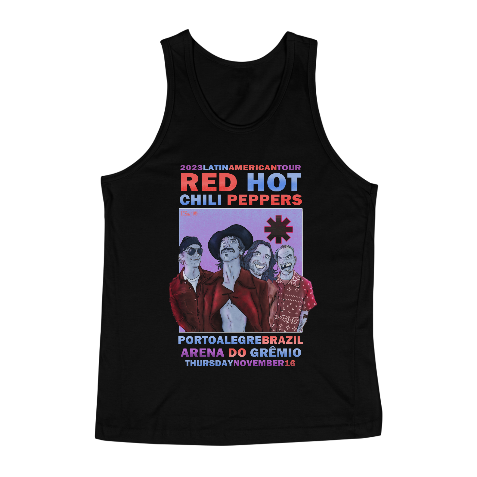 RHCP POA - Camiseta Regata Red Hot Chili Peppers Porto Alegre 2023 - by Conradraws