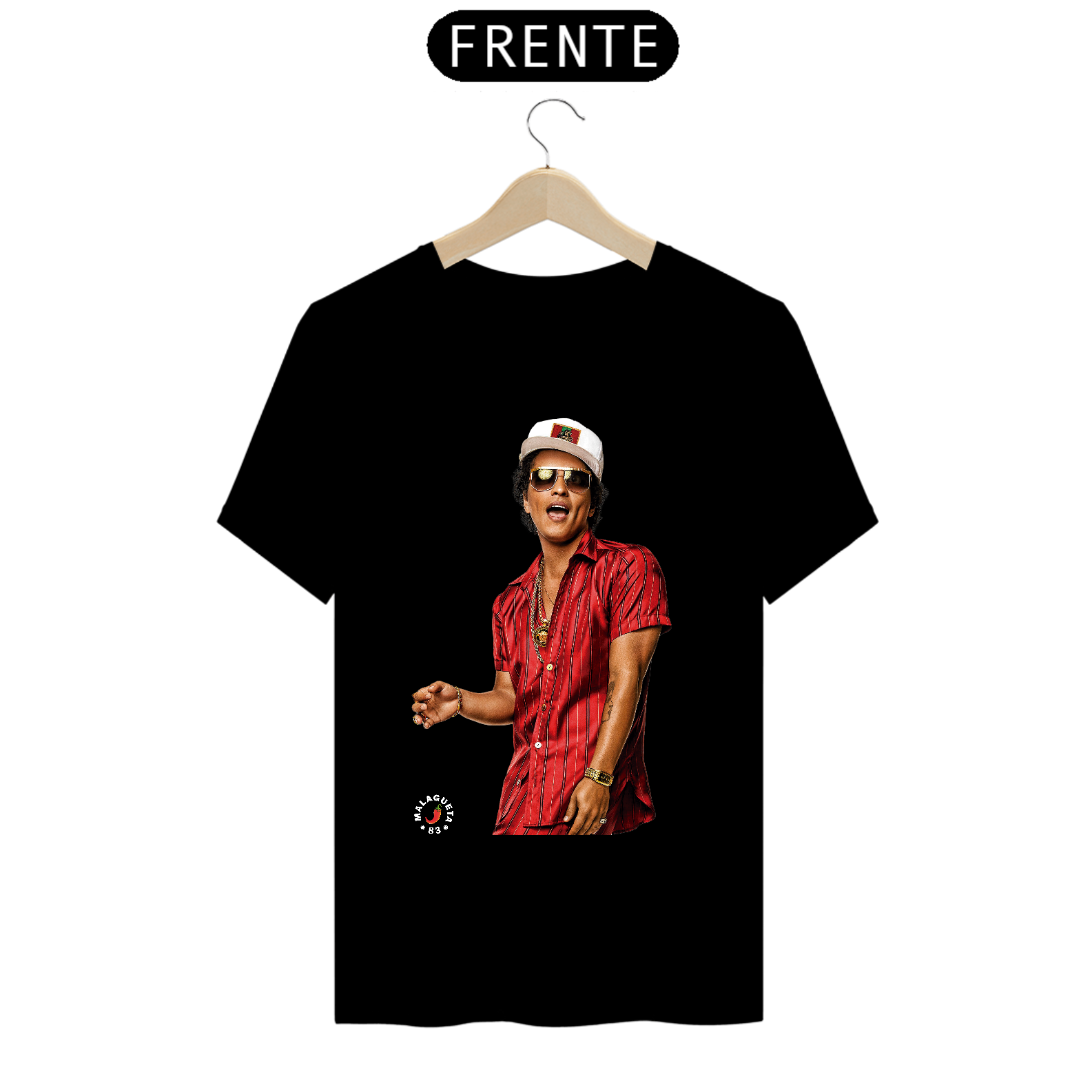 Nome do produto  Camiseta Bruno Mars Preta logo Malagueta