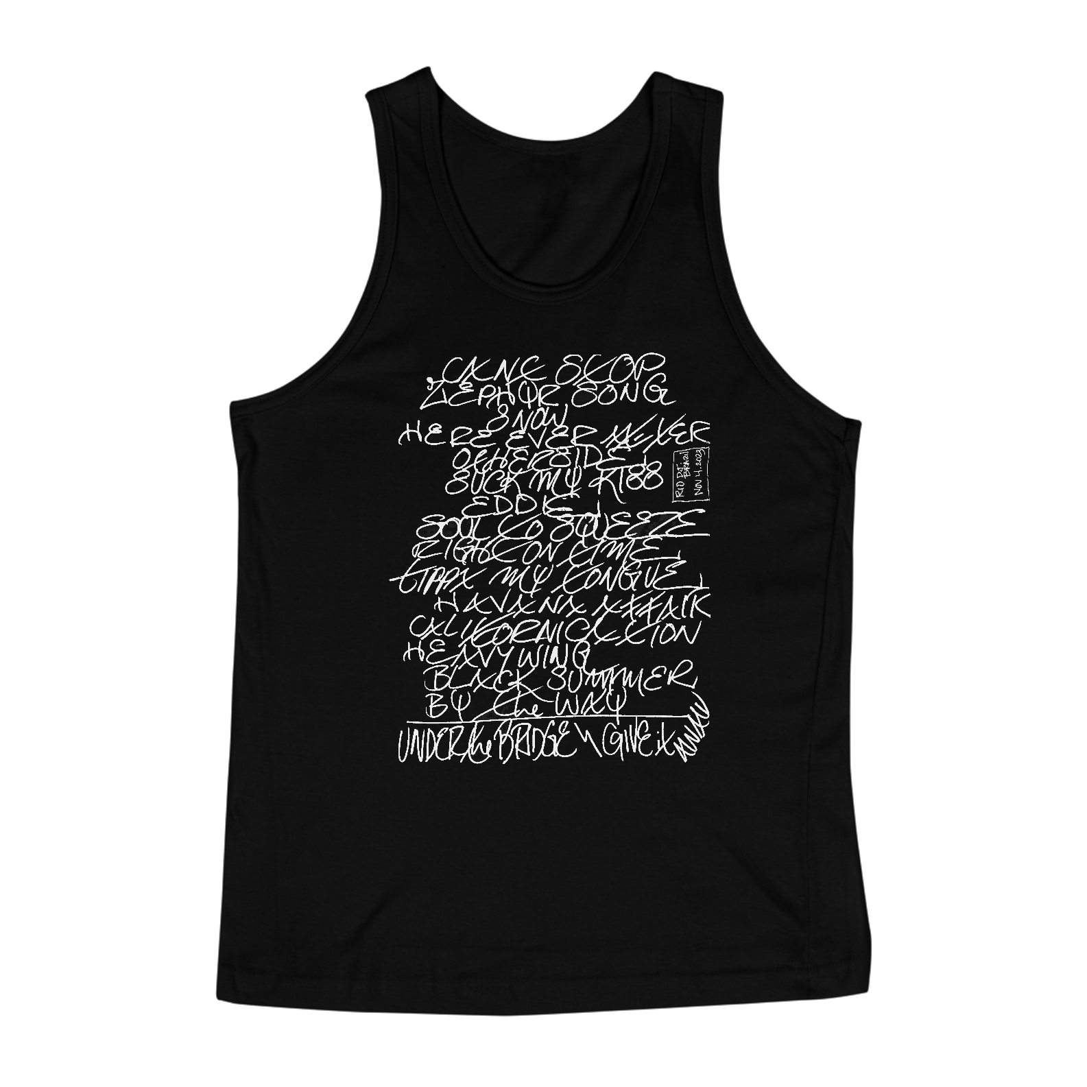 Nome do produto  REGATA RHCP SETLIST RIO DE JANEIRO 2023