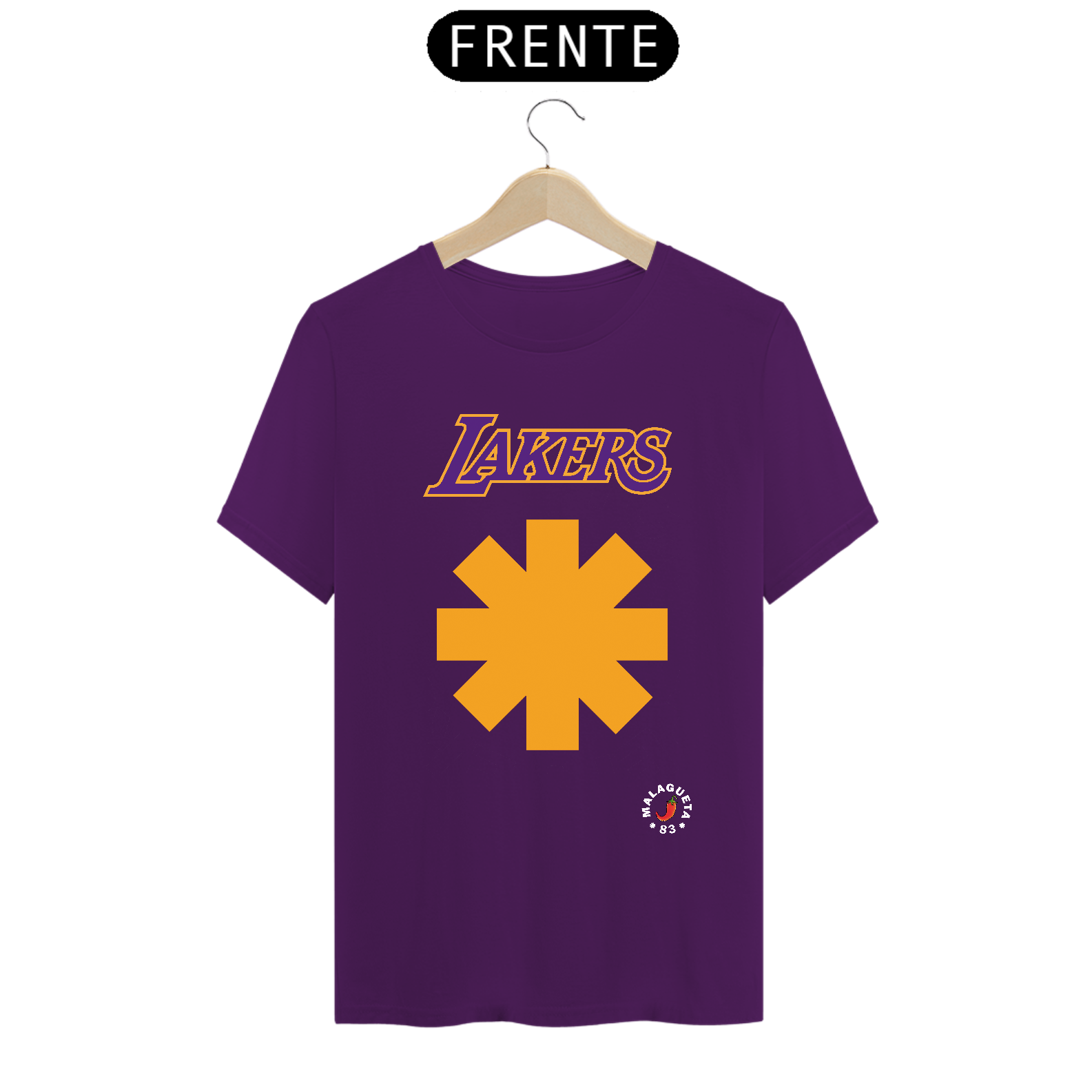 Nome do produto  Camiseta Classic Red Hot Chili Peppers + Lakers logo dourado