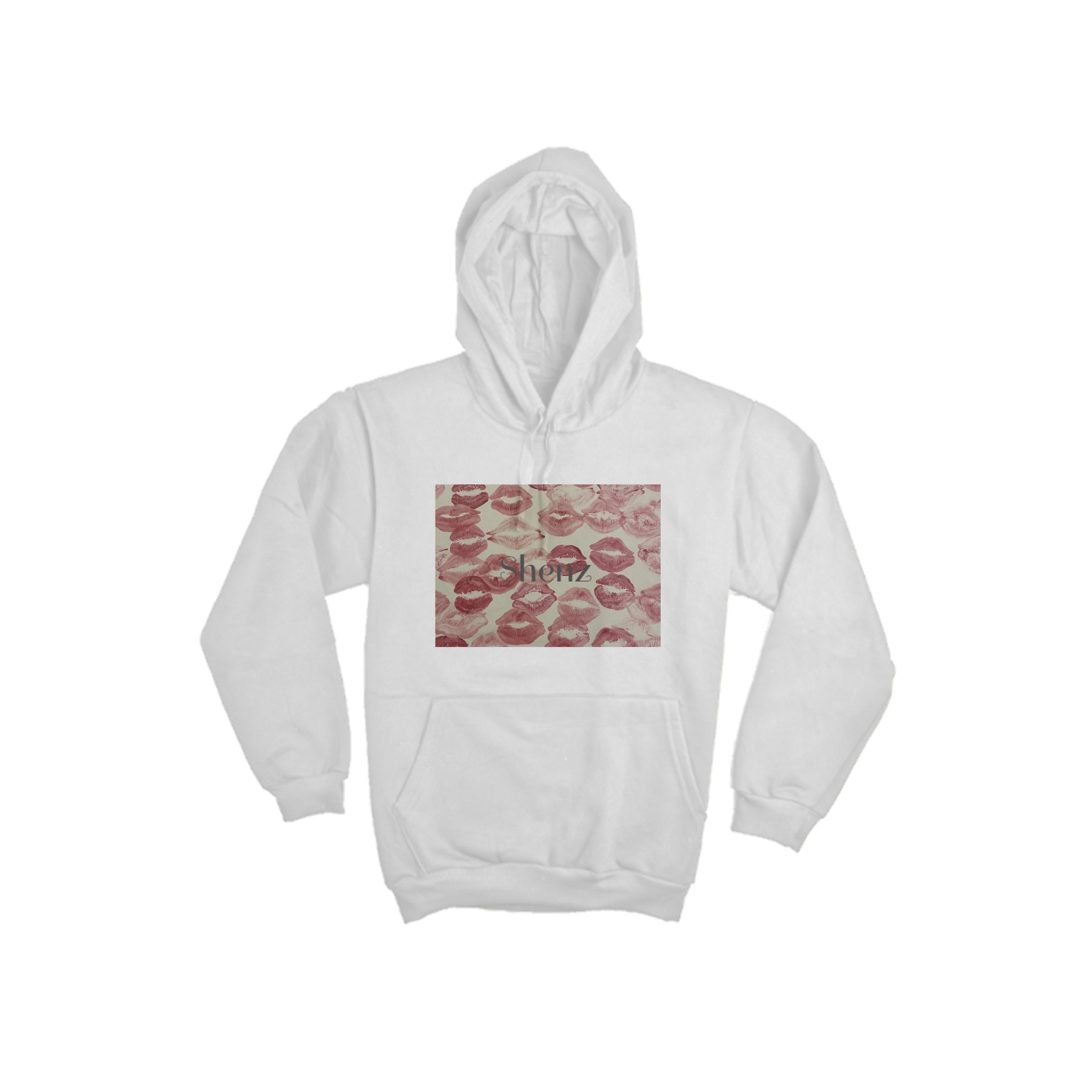 Nome do produto: Moletom canguru personalizado com marcas de beijo