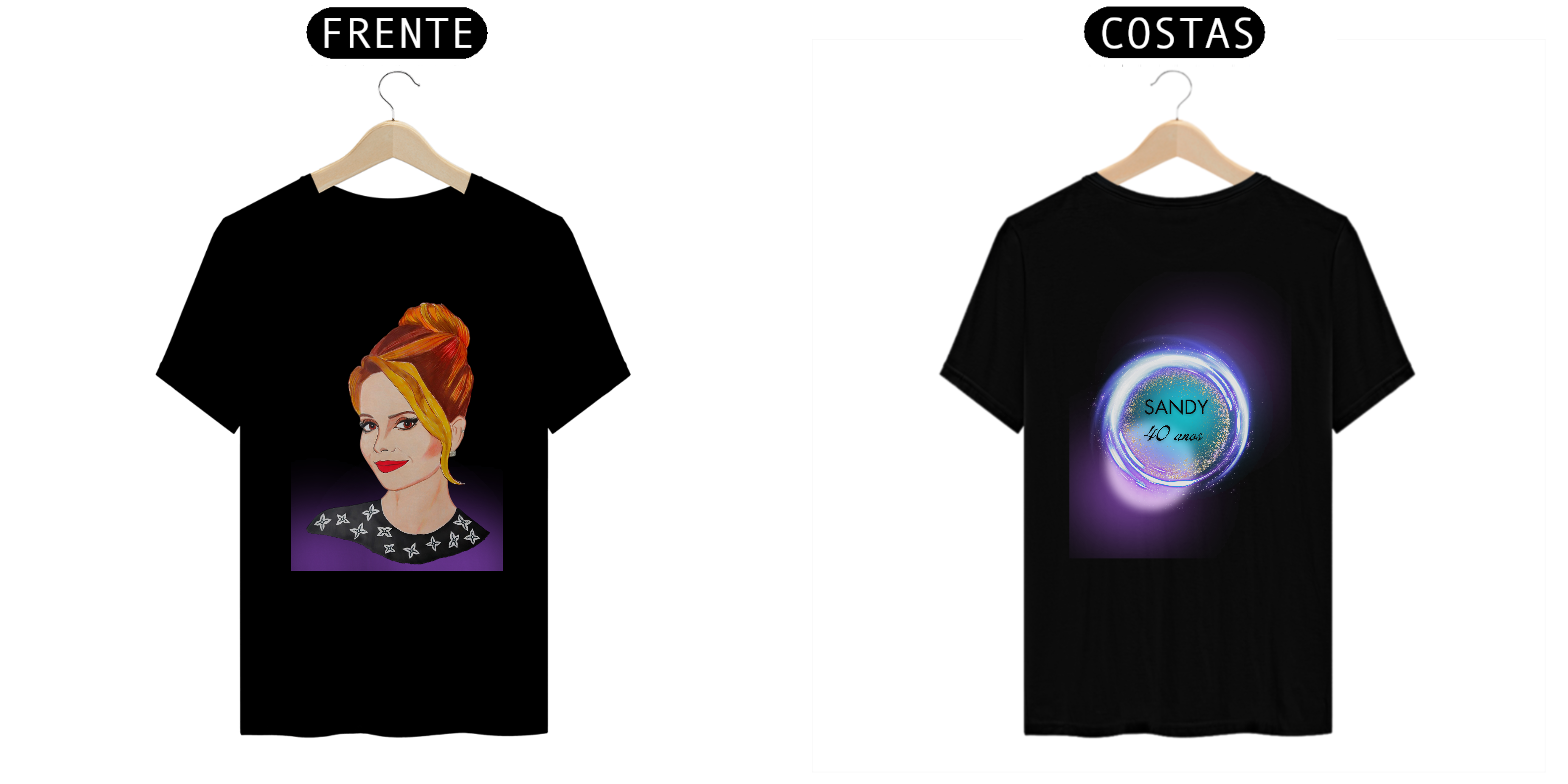 Camiseta Comemorativa - Sandy 40 anos - Frente e Costas