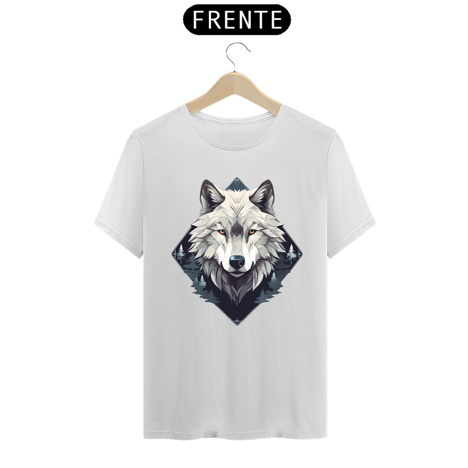 Camisa Lunar Lobo Branco (Masculino): Força e Graça em um Design Exclusivo!