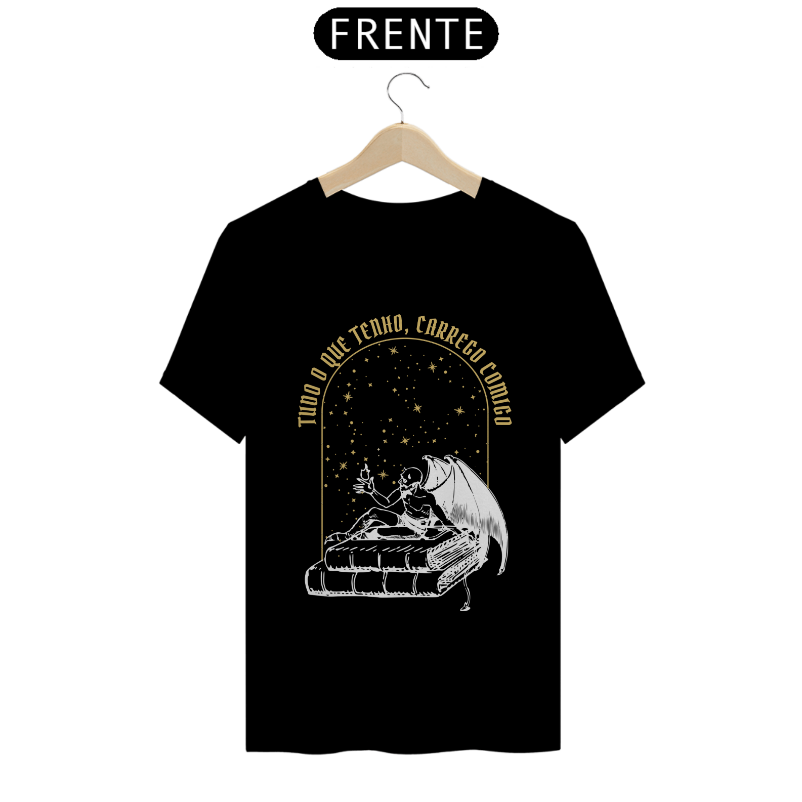 camisa preta com estanpa mistica