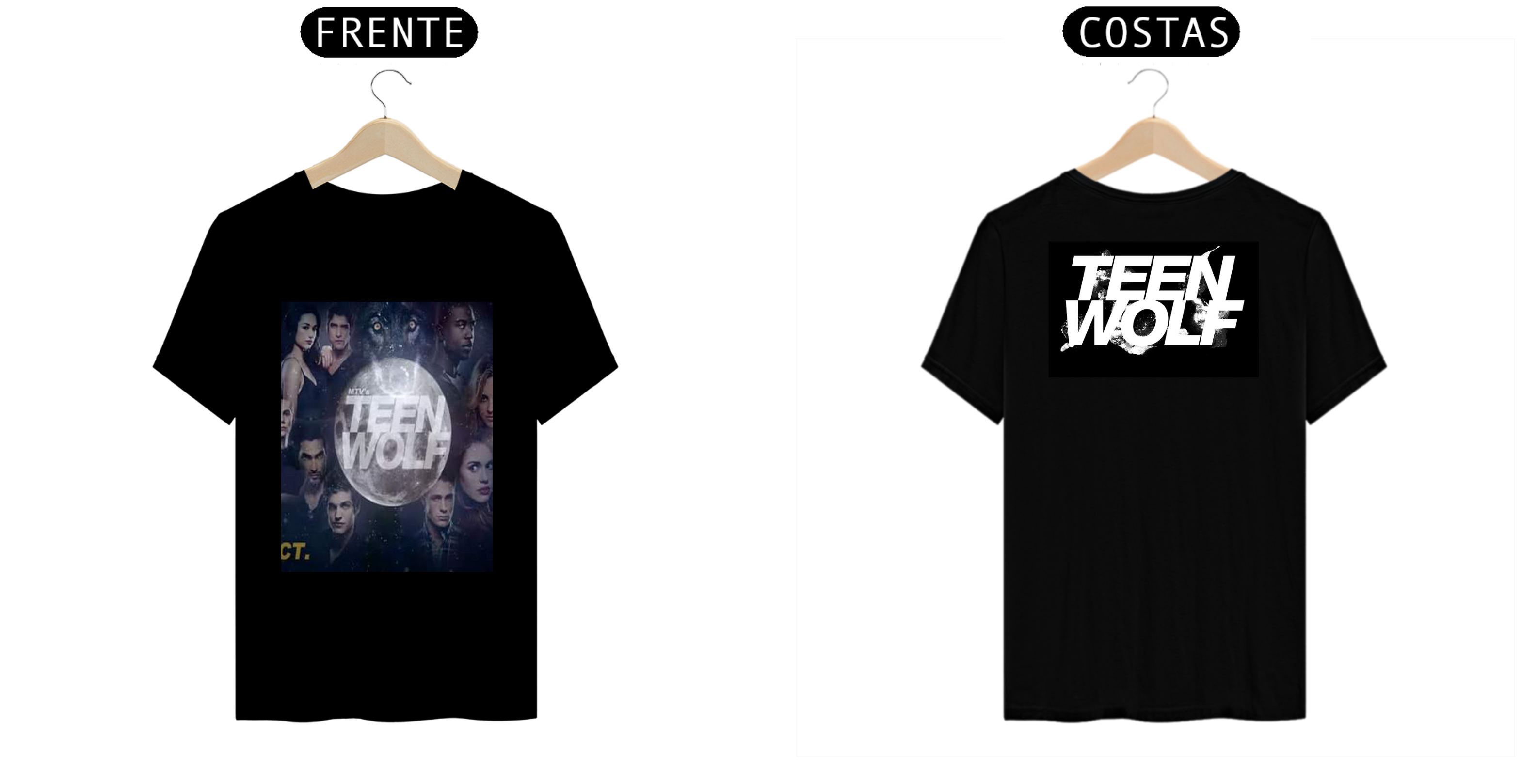 camisa preta da série teen wolf 