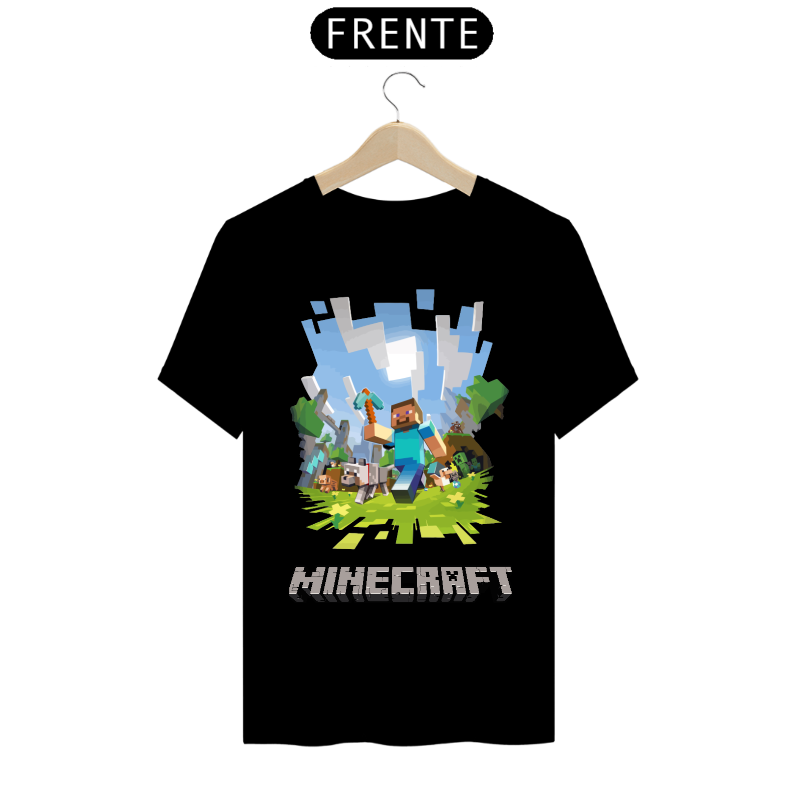 Camiseta Minecraft Manga Curta T-Shirt Premium