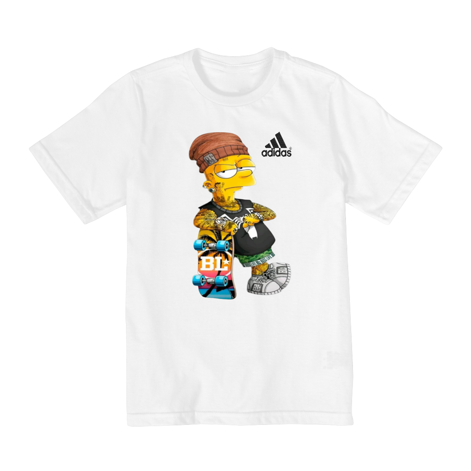 Nome do produto: CAMISA PERSONALIZADA BART SIMPSON E ADIDAS (10 A 14)