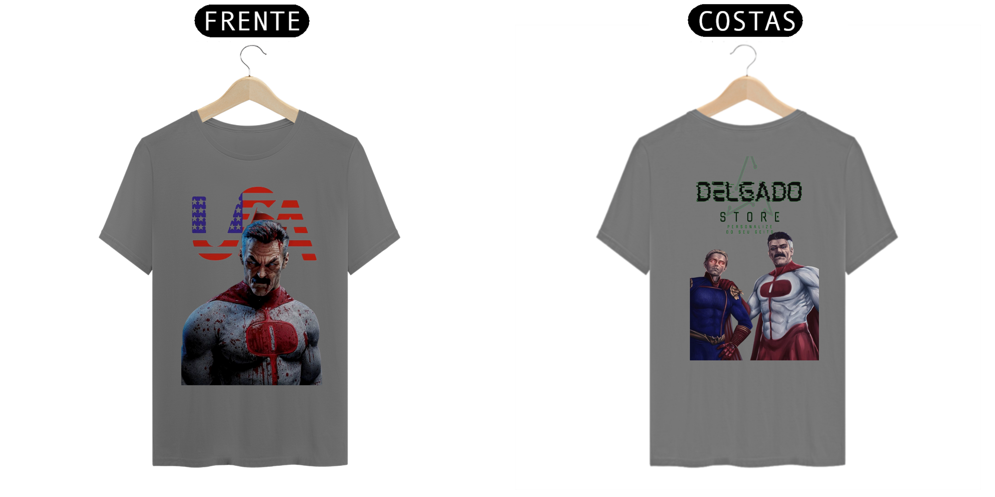 CAMISA MASCULINA DELGADO STORE OMINI MAN E CAPITÃO PATRIA 