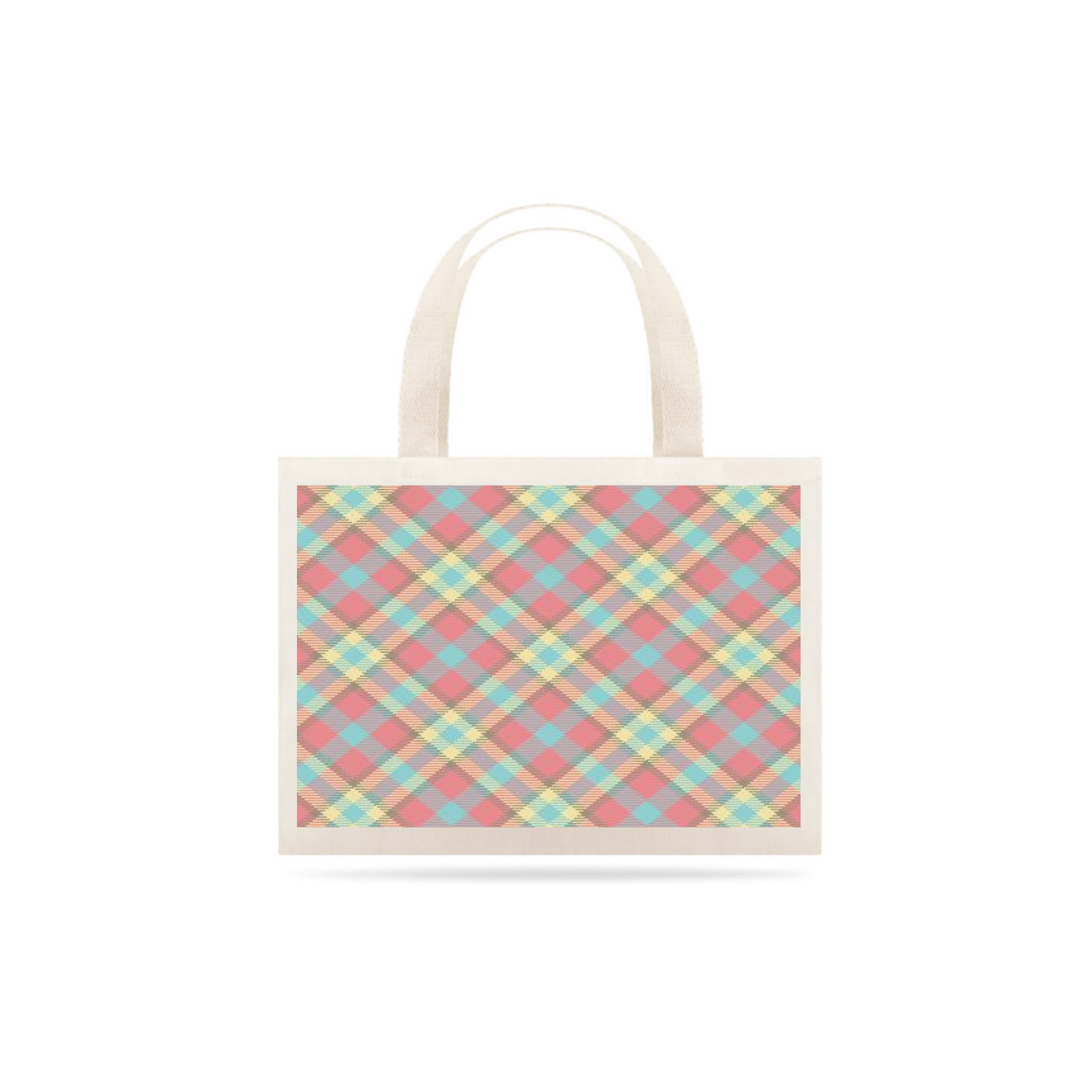 SACOLA GRANDE TECIDO DE XADREZ