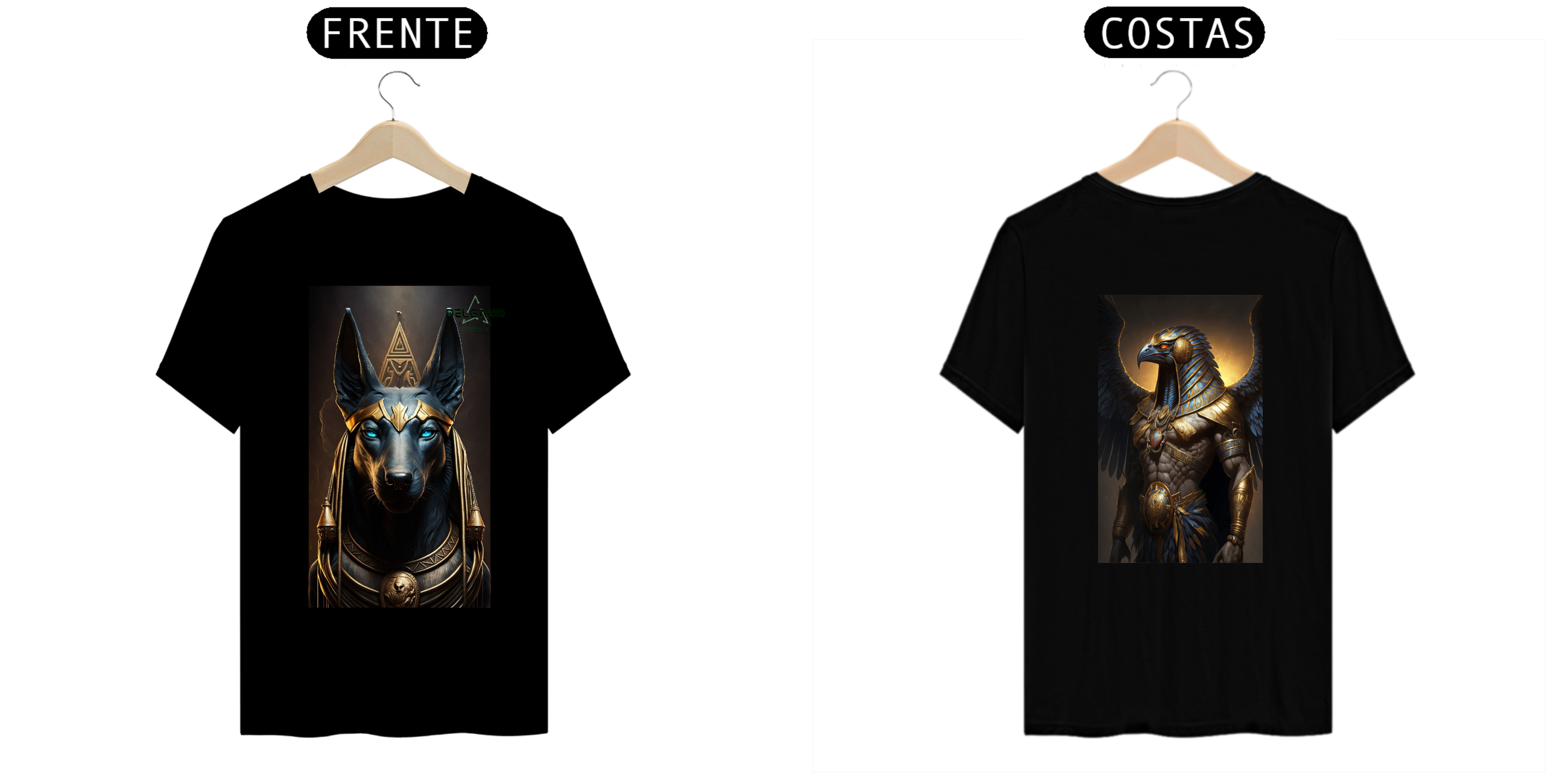CAMISA MASCULINA DEUSES DO EGITO HÓROS E ANUBIS