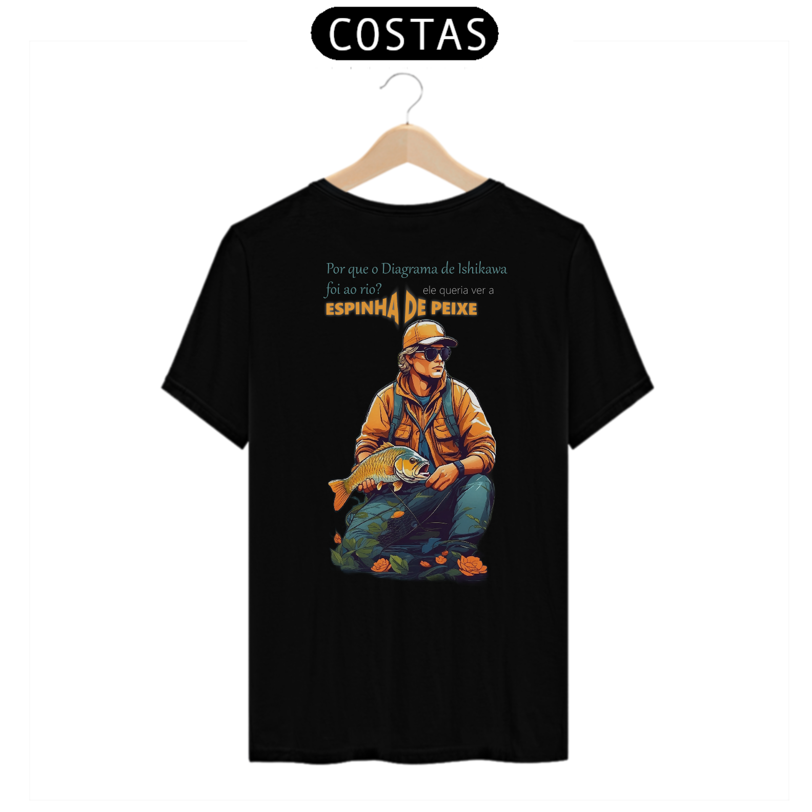 Camiseta [gestão da qualidade] {cores diversas} - costas - diagrama de ishikawa