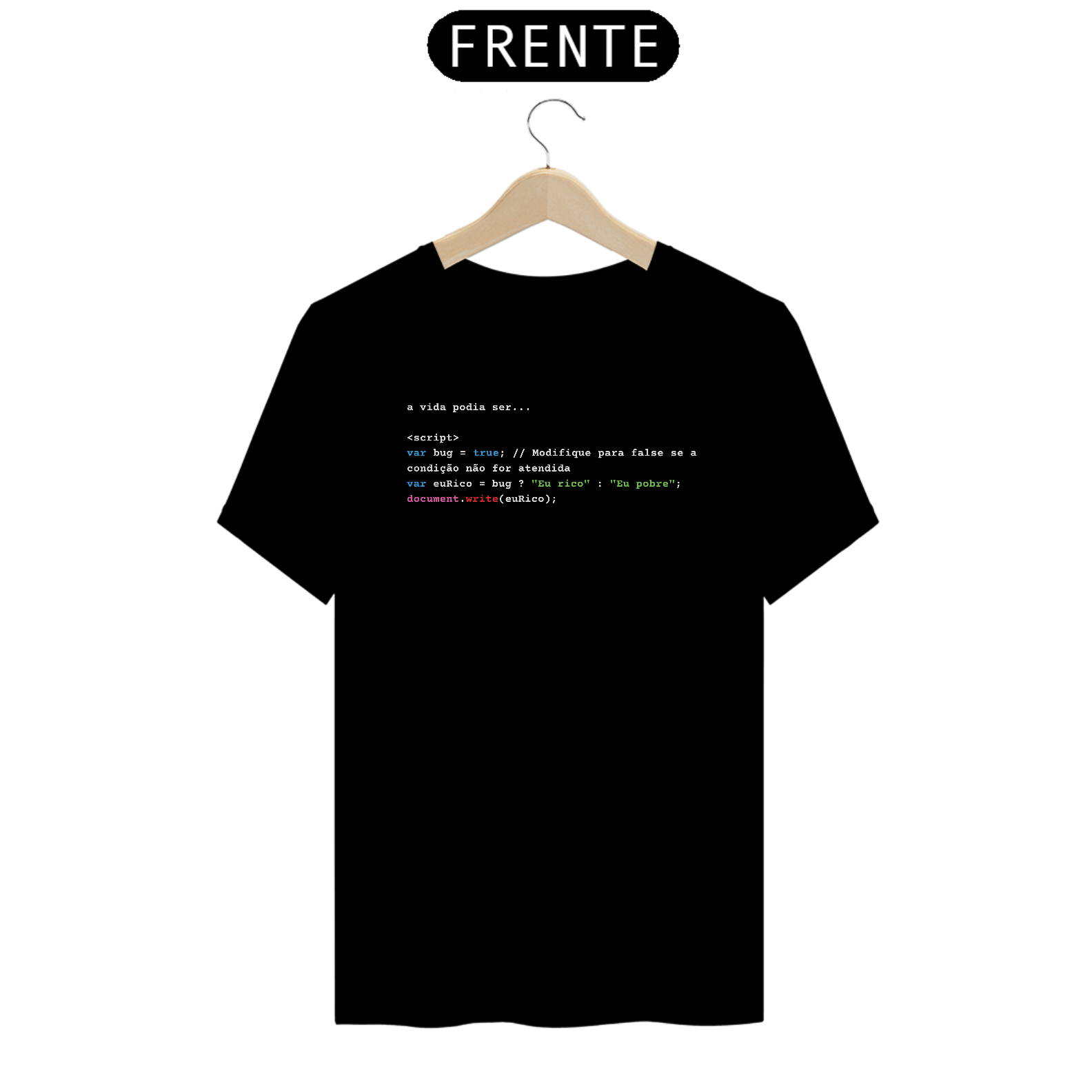 Camiseta [tecnologia] {cores diversas} - frente - bug = true