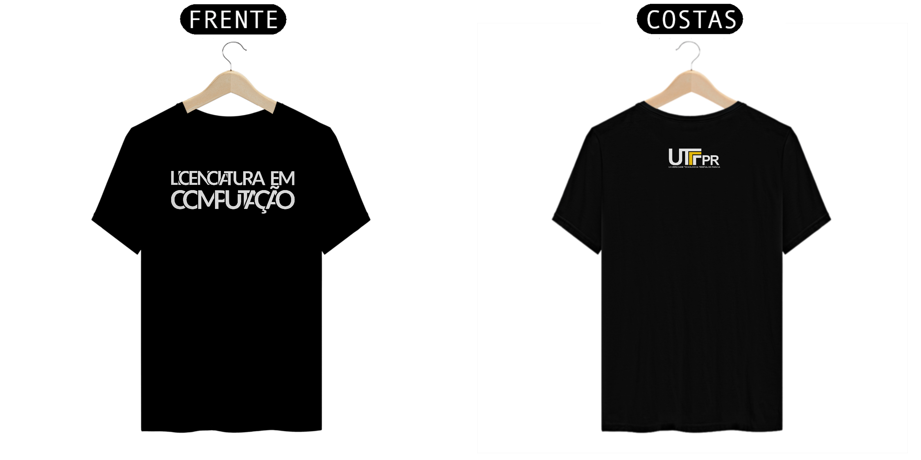 Camiseta [licenciatura em computação - UTFPR] {cores variáveis} - frente e verso - letras sobrepostas