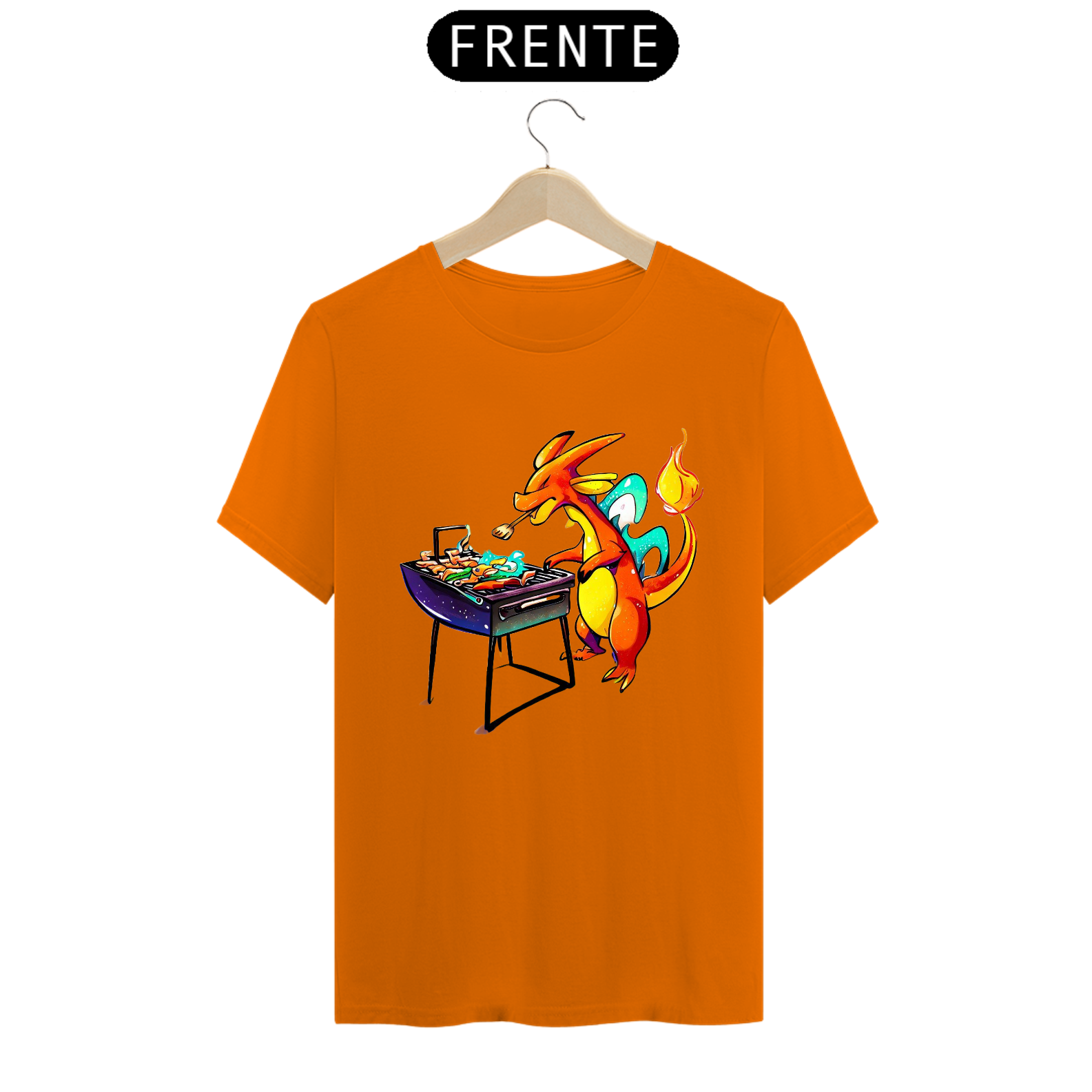 Nome do produto  T-SHIRT CLASSIC - CHARIZARD FAZENDO CHURRASCO