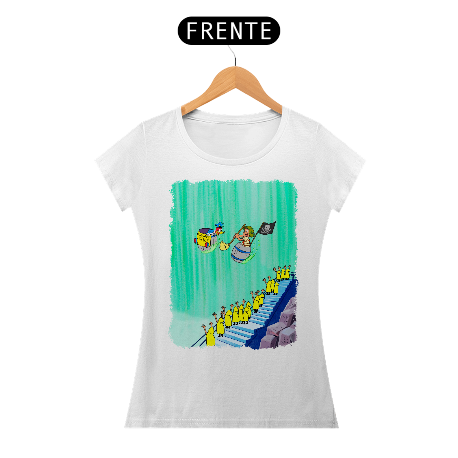 Chaves e Pica-Pau nas Cataratas Camisa Baby Long