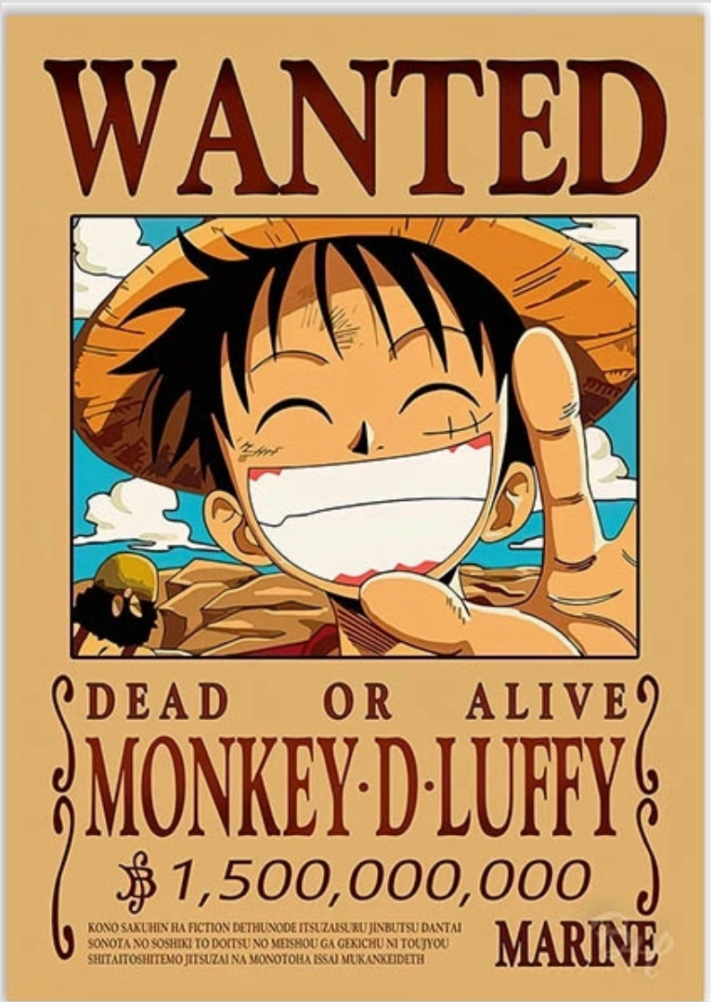 Nome do produto: cartaz procurado luffy