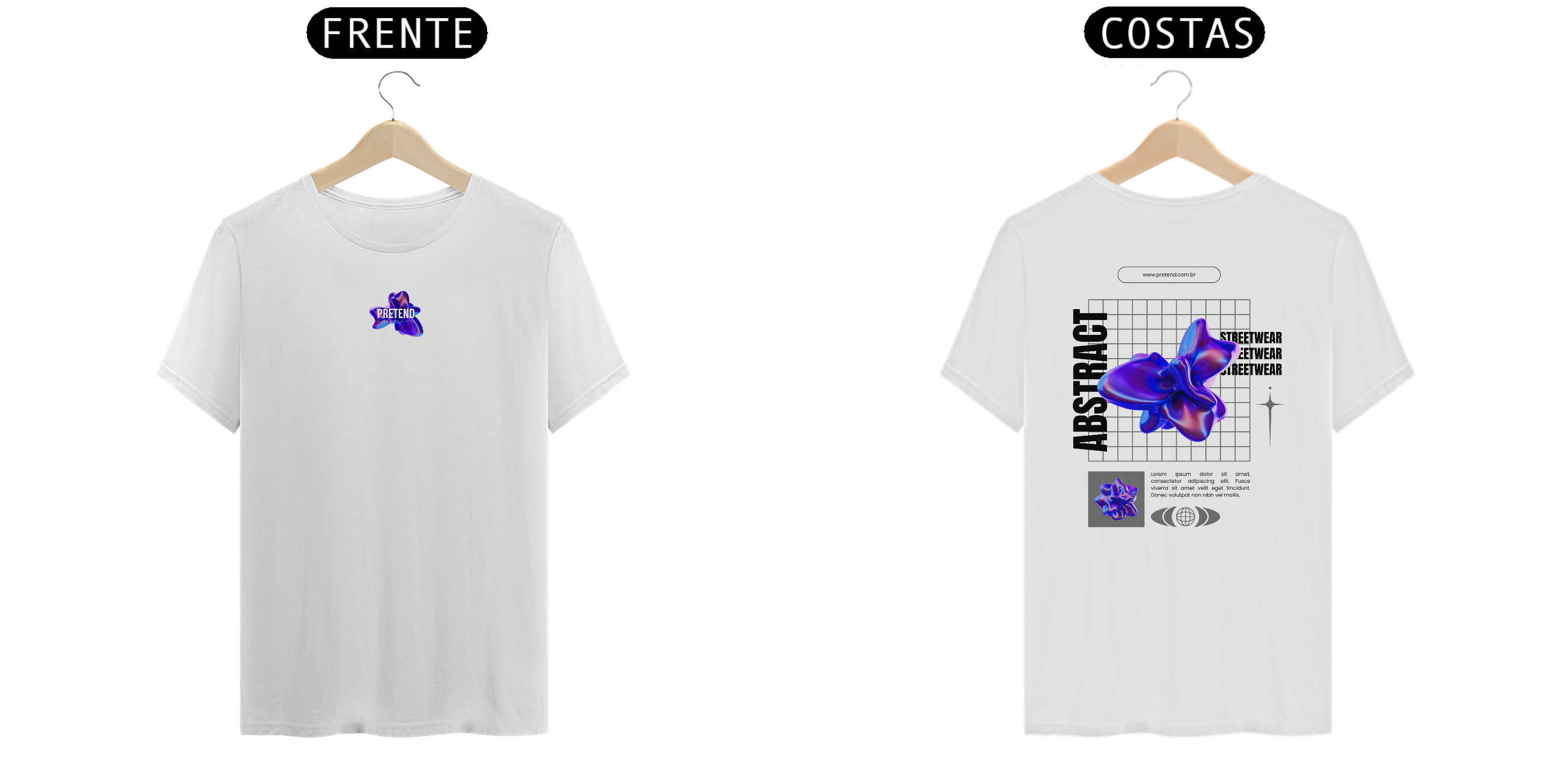 Camiseta Masculina StreetWear Pretend Abstract (Branco)