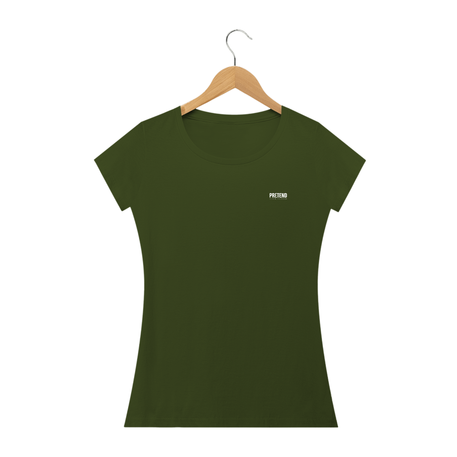 Camiseta Básica Verde-Musgo Feminina Pretend